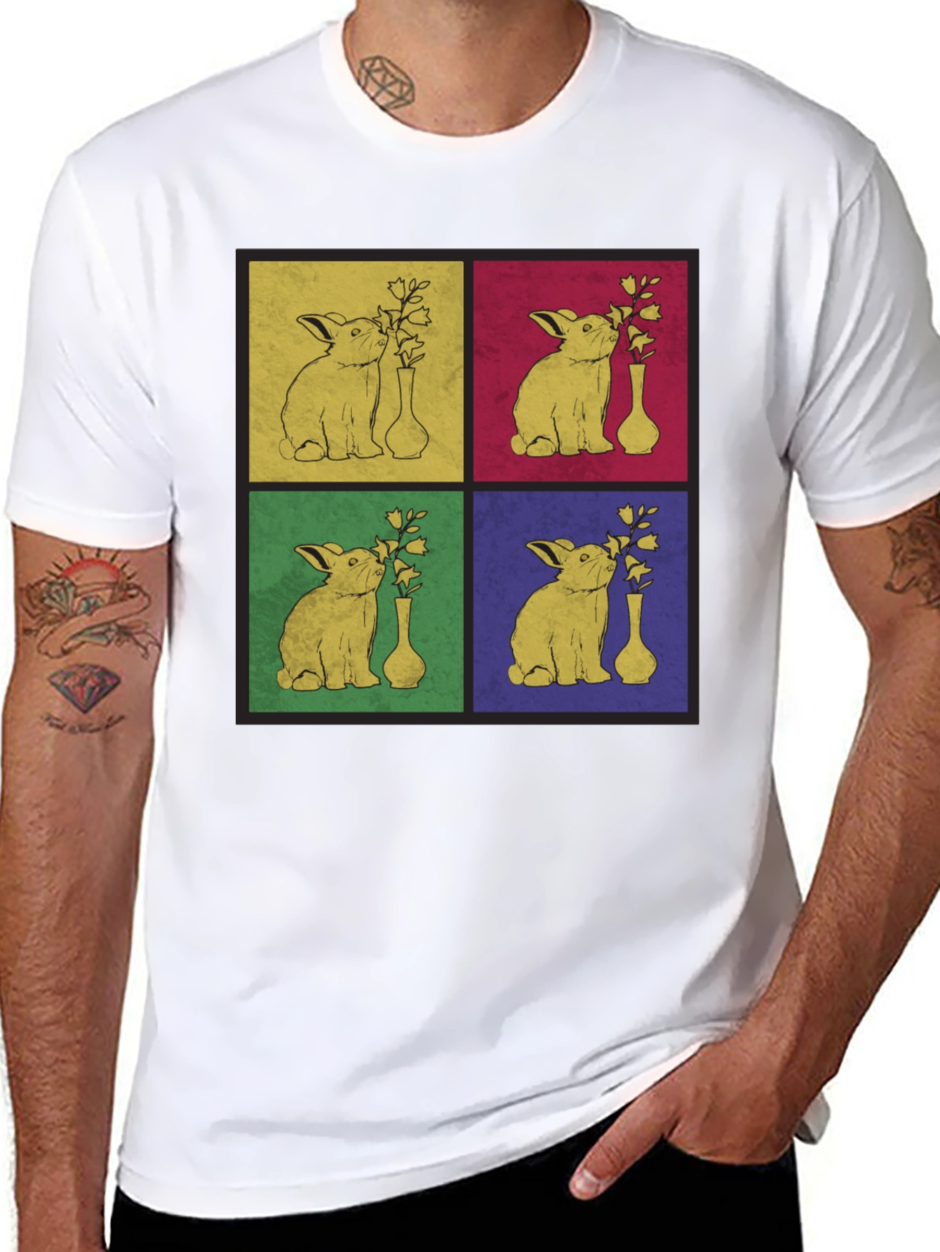 Retro Rabbit Pop Art Graphic T-Shirt