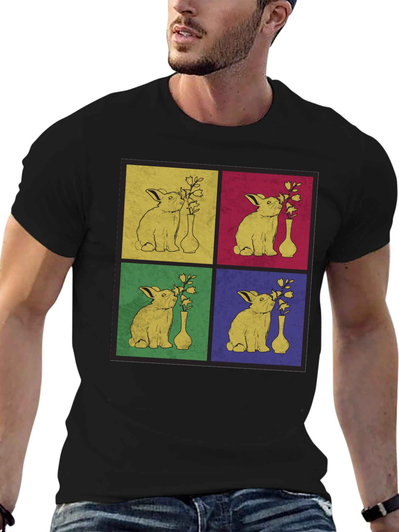 Retro Rabbit Pop Art Graphic T-Shirt