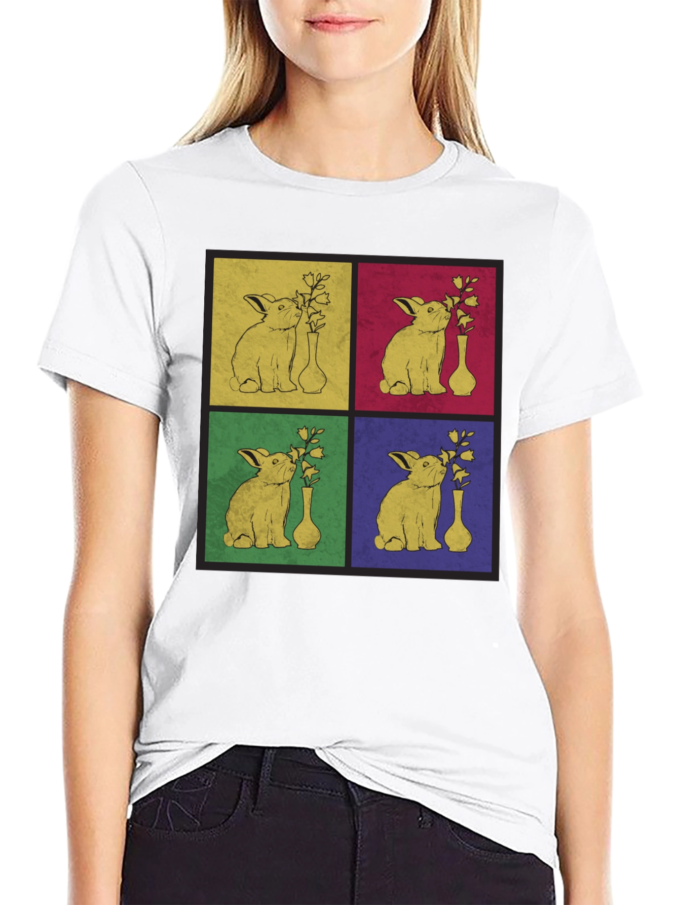 Retro Rabbit Pop Art Graphic T-Shirt