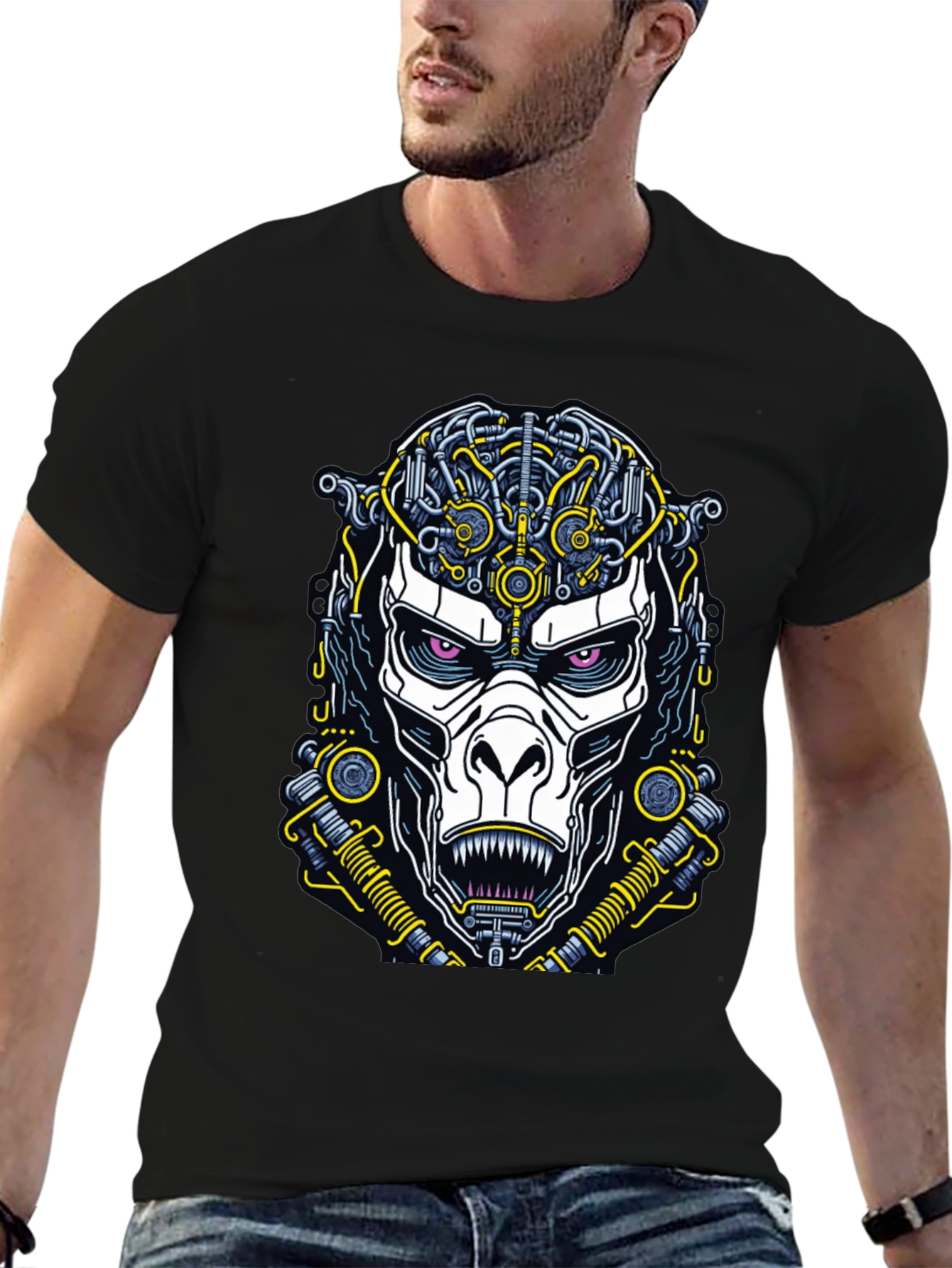 Cyberpunk Ape Graphic Tee - Futuristic Style