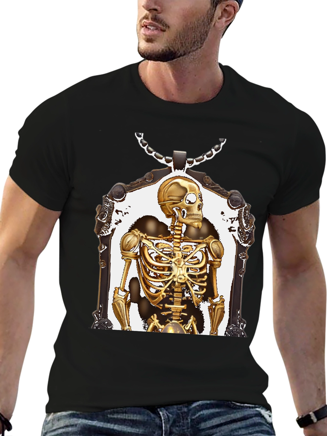 Golden Skeleton Framed Graphic Tee
