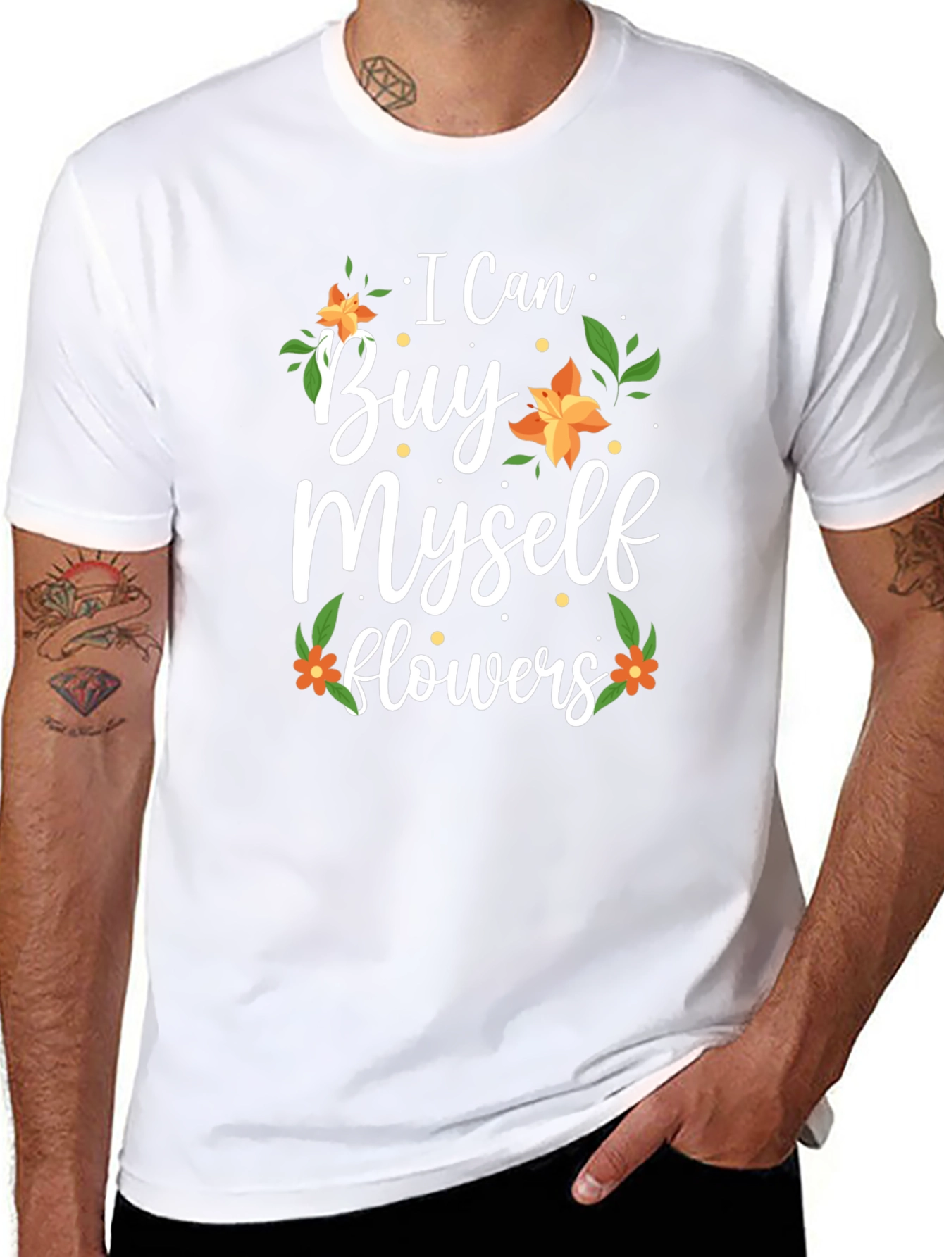 I Can Buy Myself Flowers Black Graphic T-Shirt