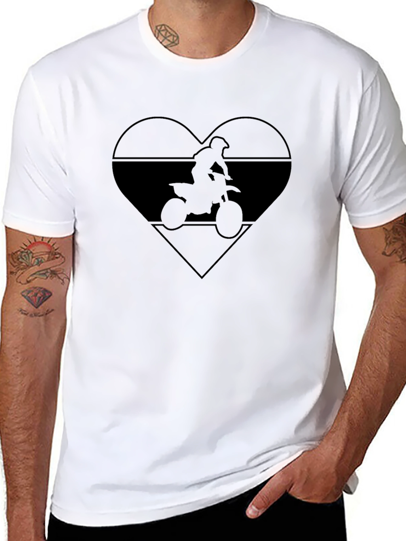 Motorcycle Heart Graphic Tee - Black