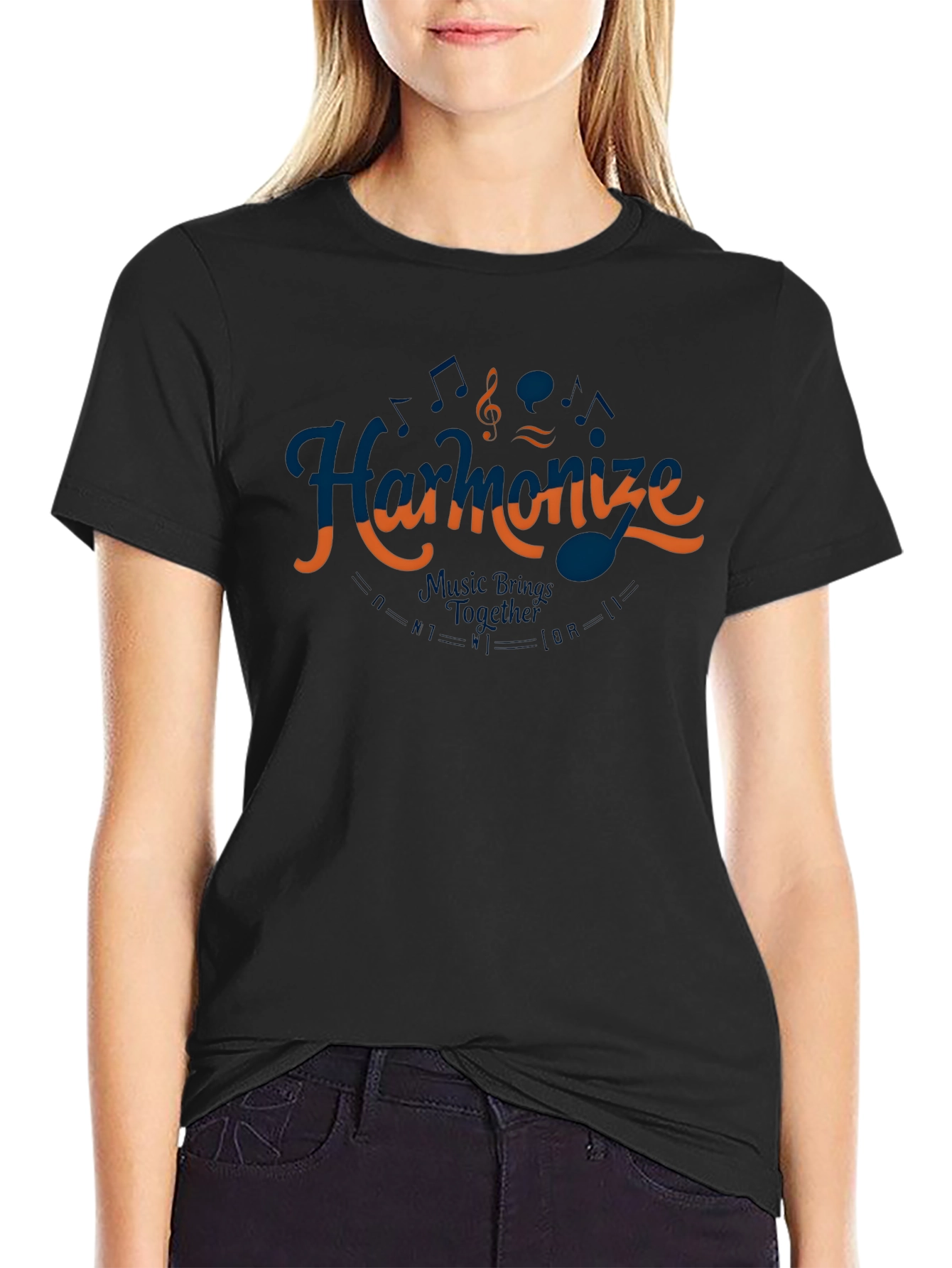 Harmonize Music T-Shirt - Black Casual Tee