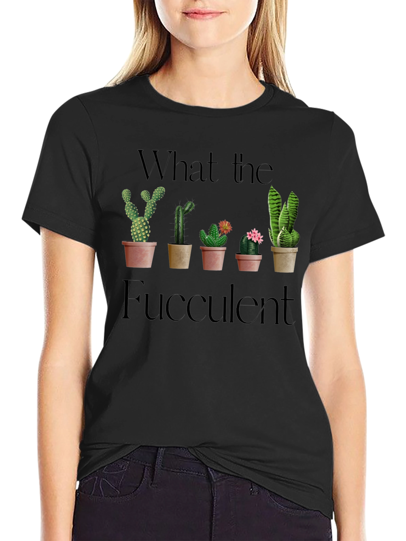 What the Fucculent Black Graphic Tee