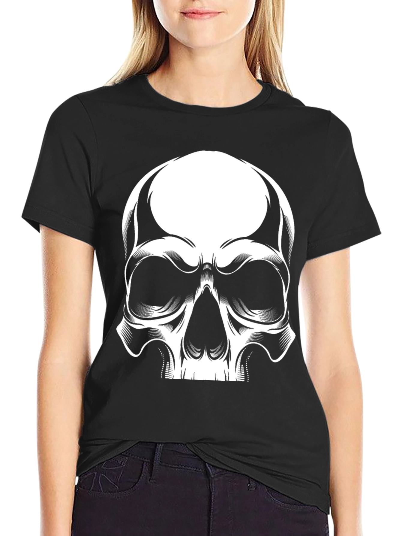 Skull Graphic Print Black T-Shirt