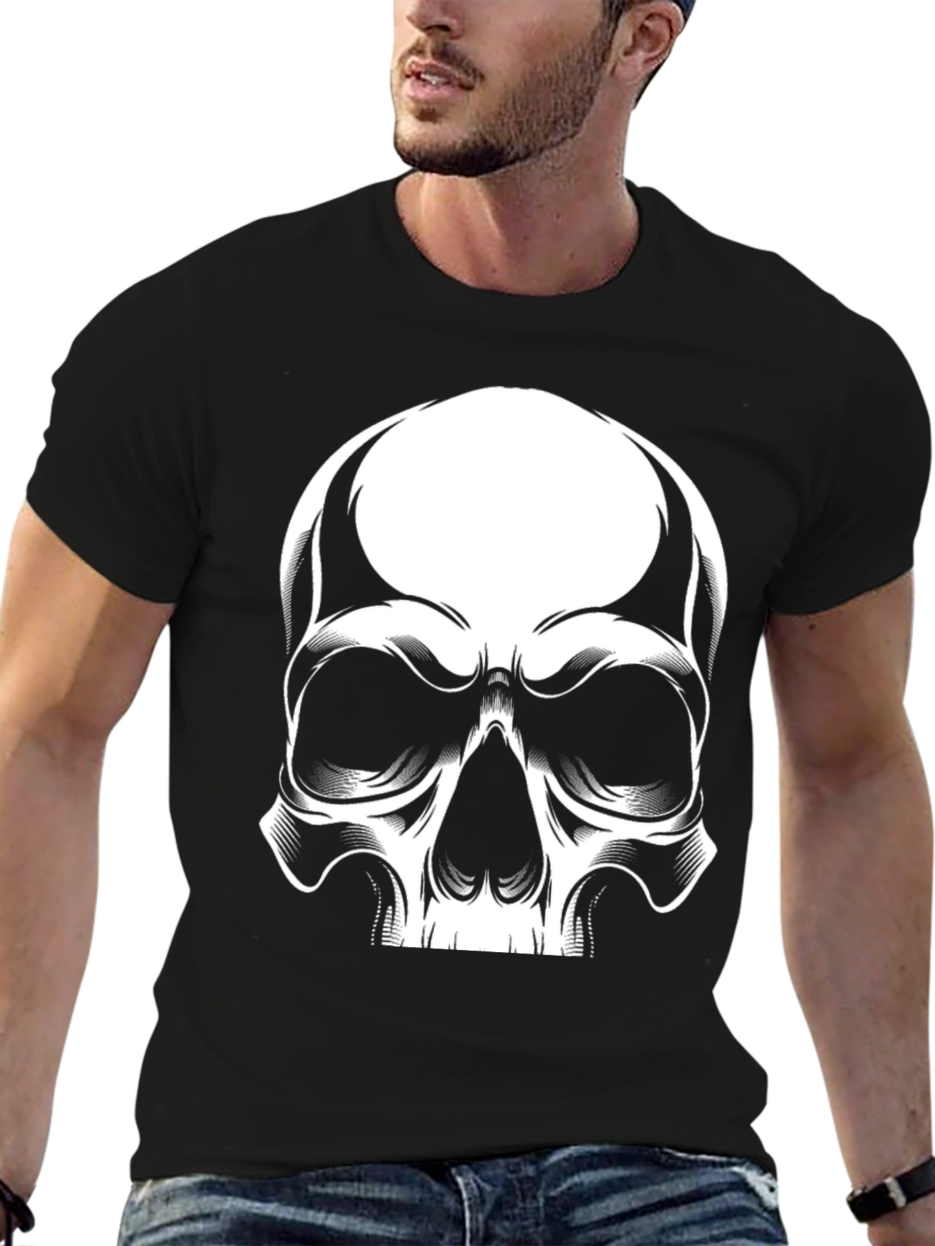 Skull Graphic Print Black T-Shirt