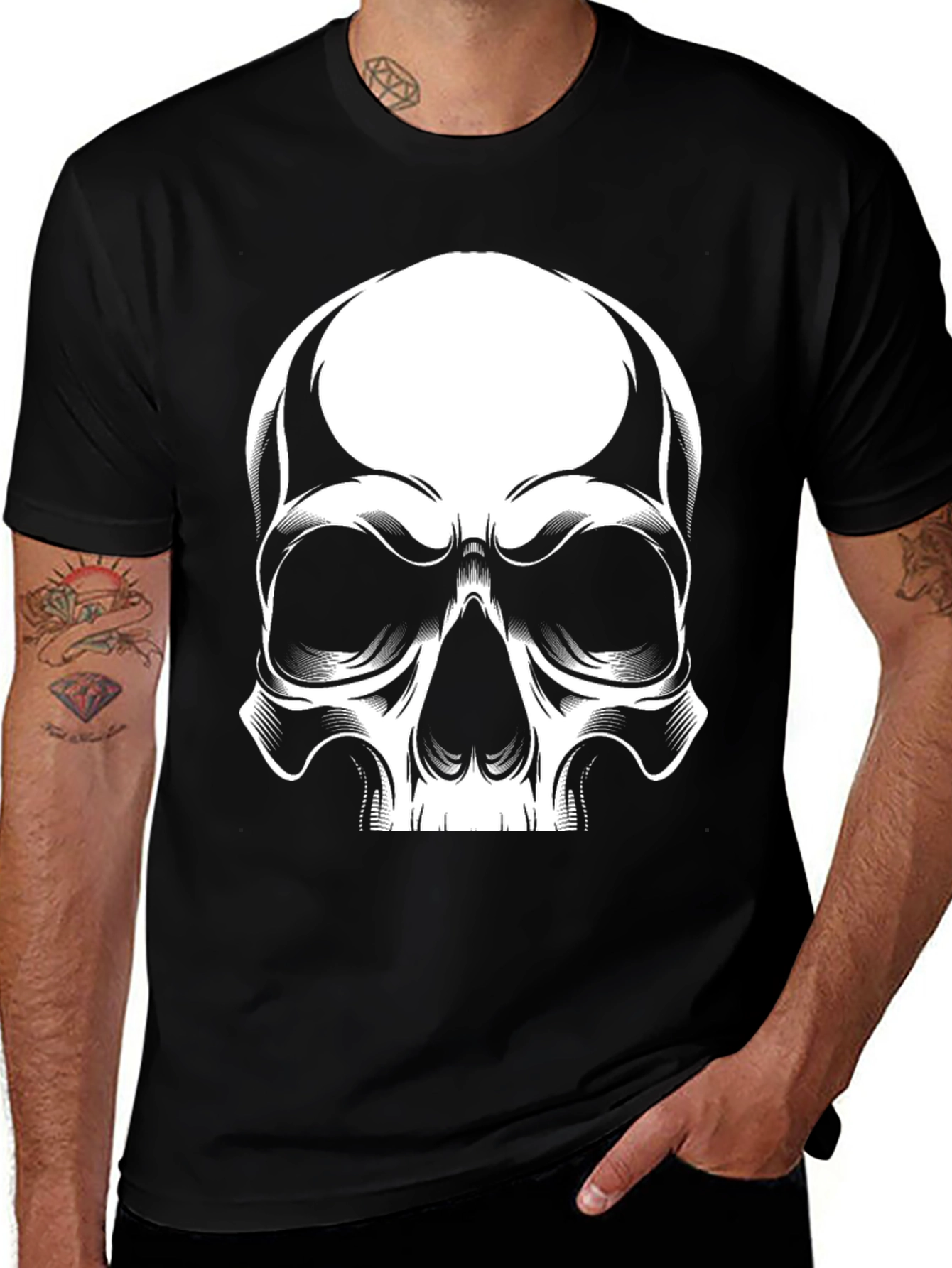 Skull Graphic Print Black T-Shirt