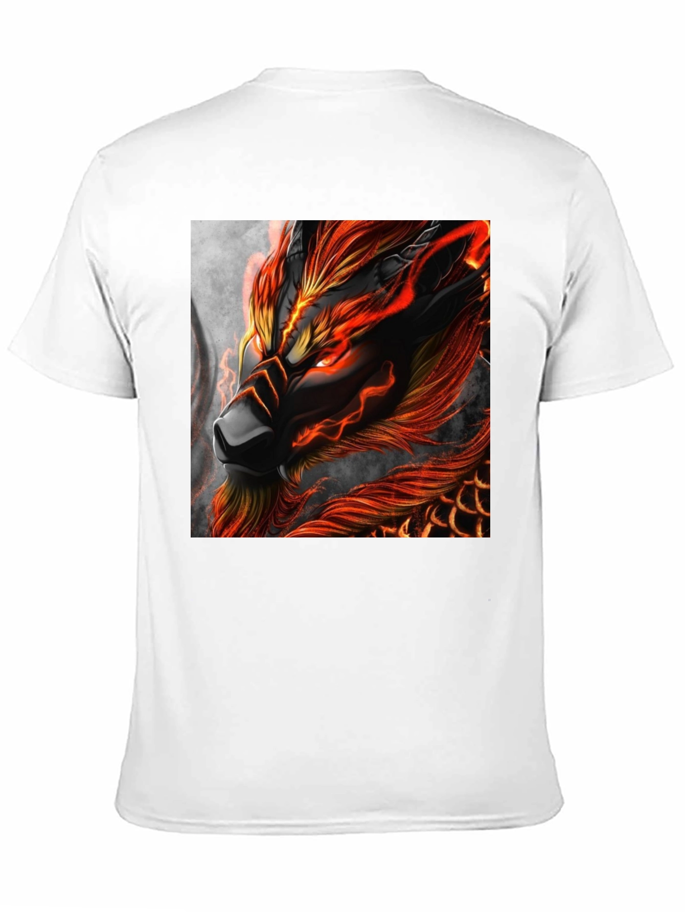 Fiery Dragon Graphic Print Black T-Shirt