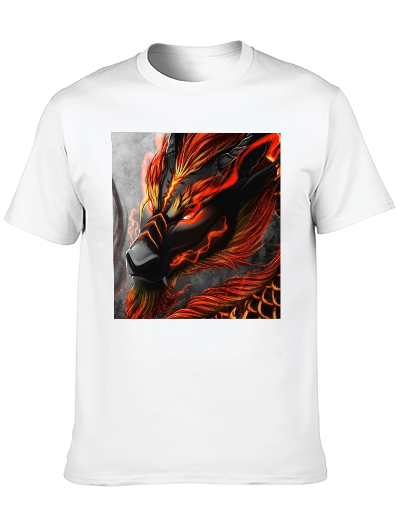 Fiery Dragon Graphic Print Black T-Shirt