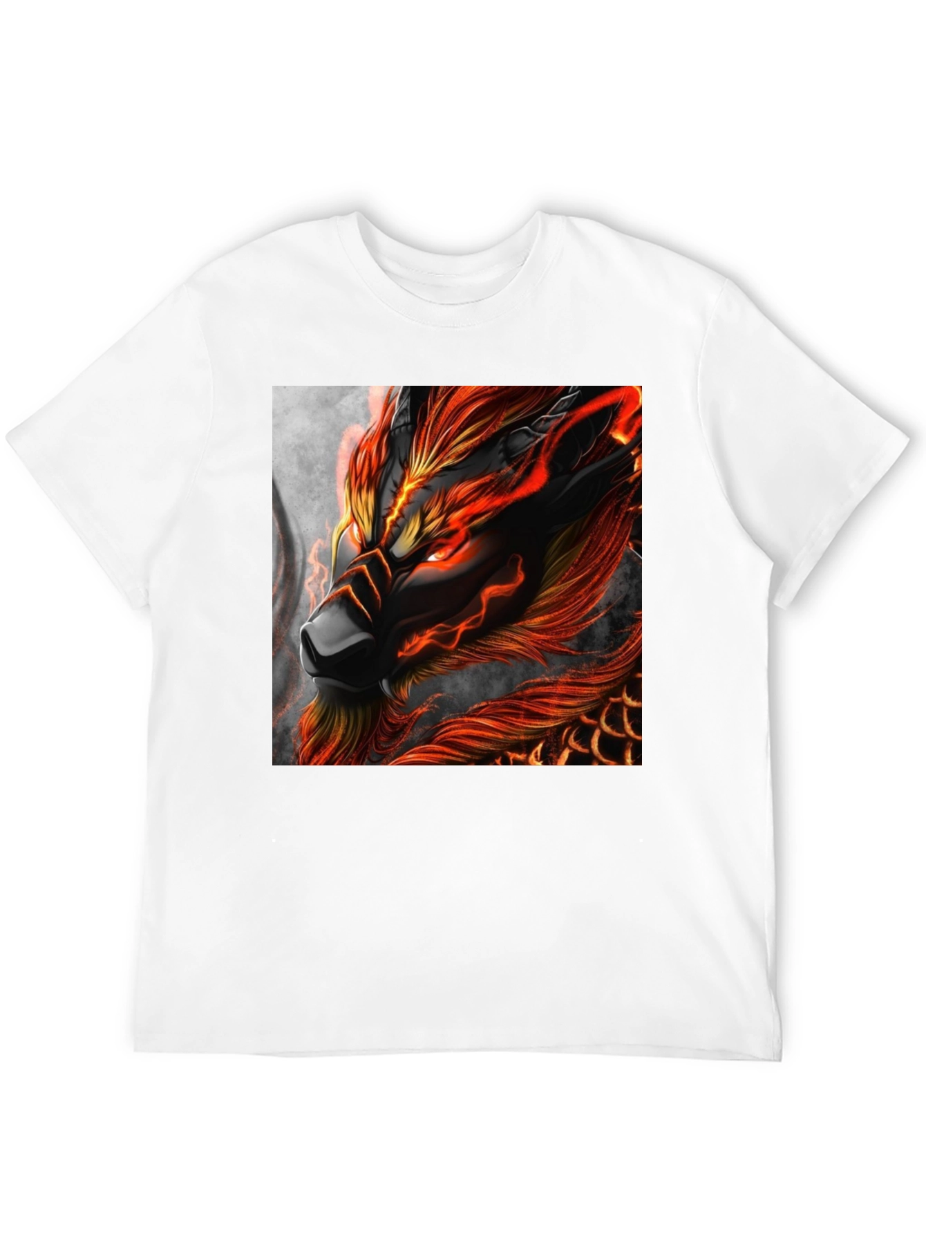 Fiery Dragon Graphic Print Black T-Shirt