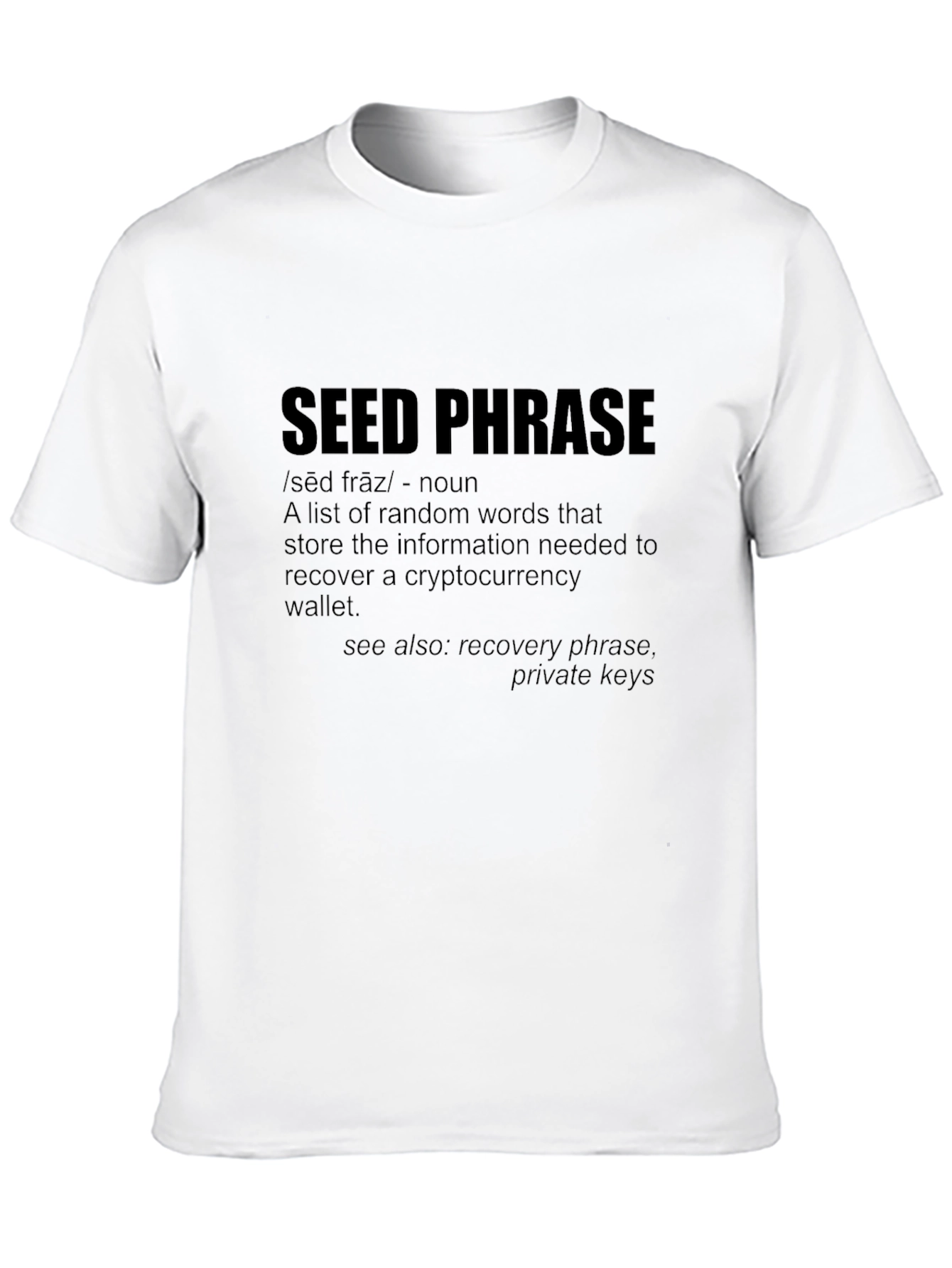 Seed Phrase Crypto Black T-Shirt