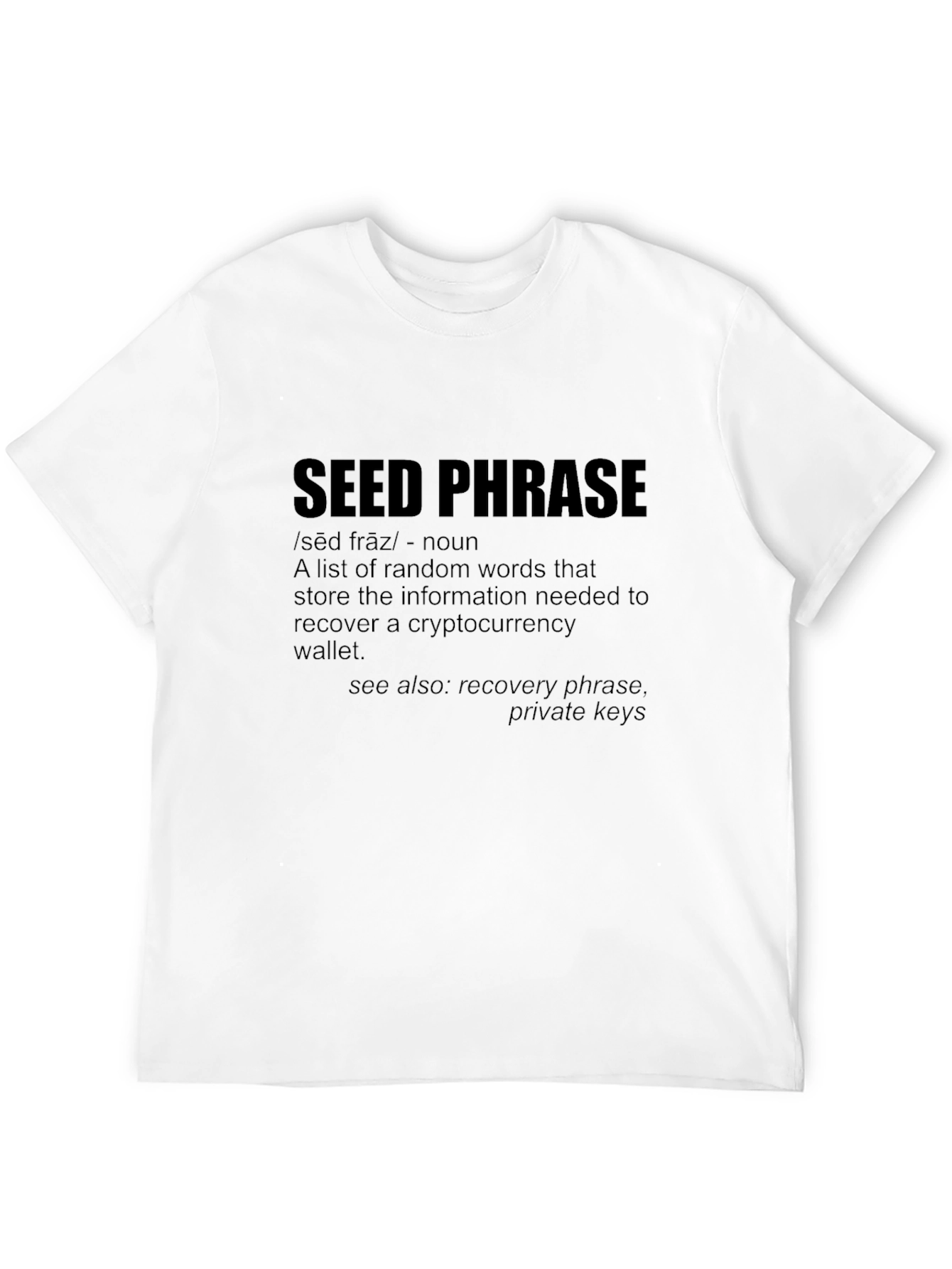 Seed Phrase Crypto Black T-Shirt