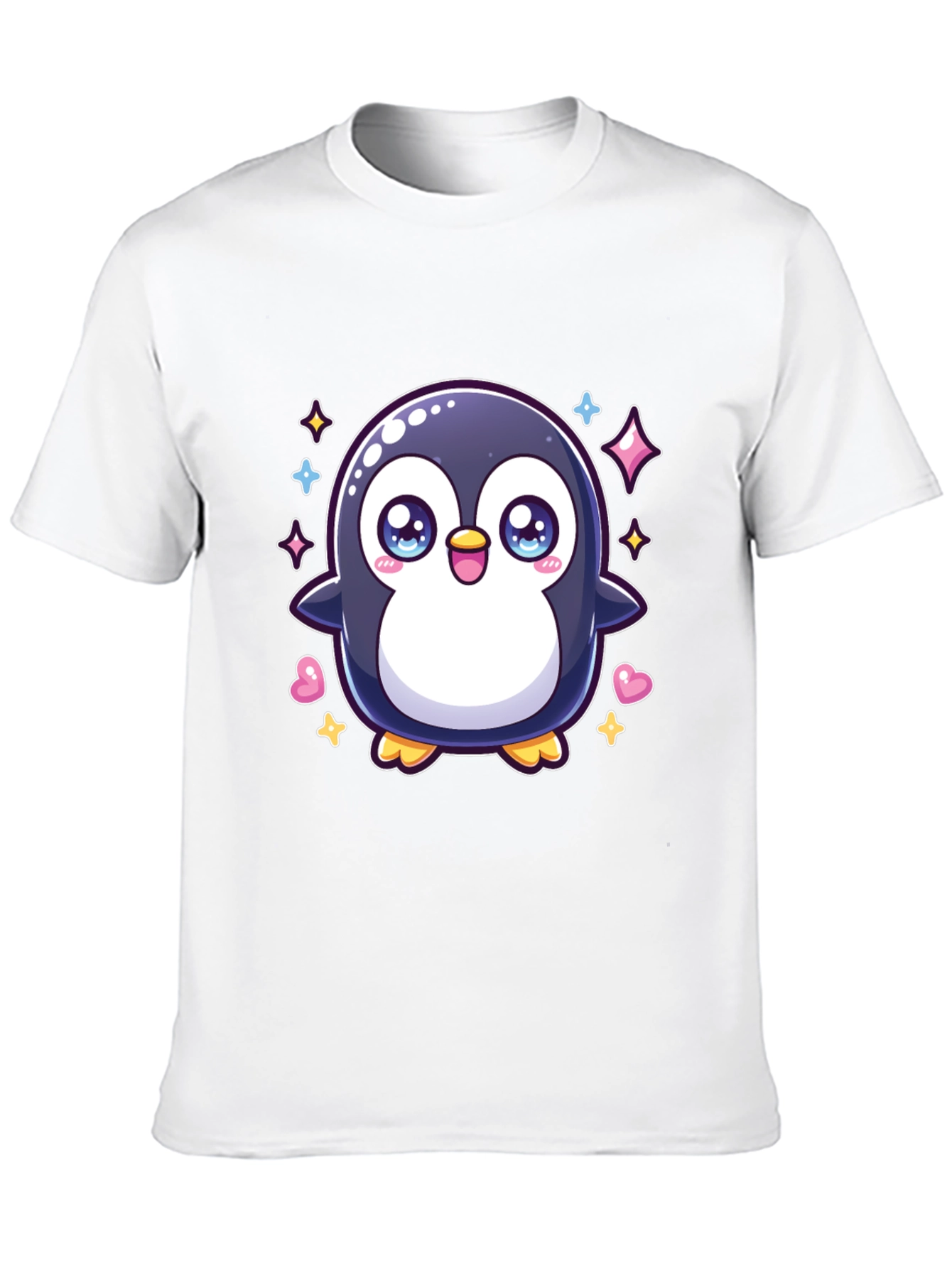 Cute Penguin Graphic Tee - Black Cotton Shirt