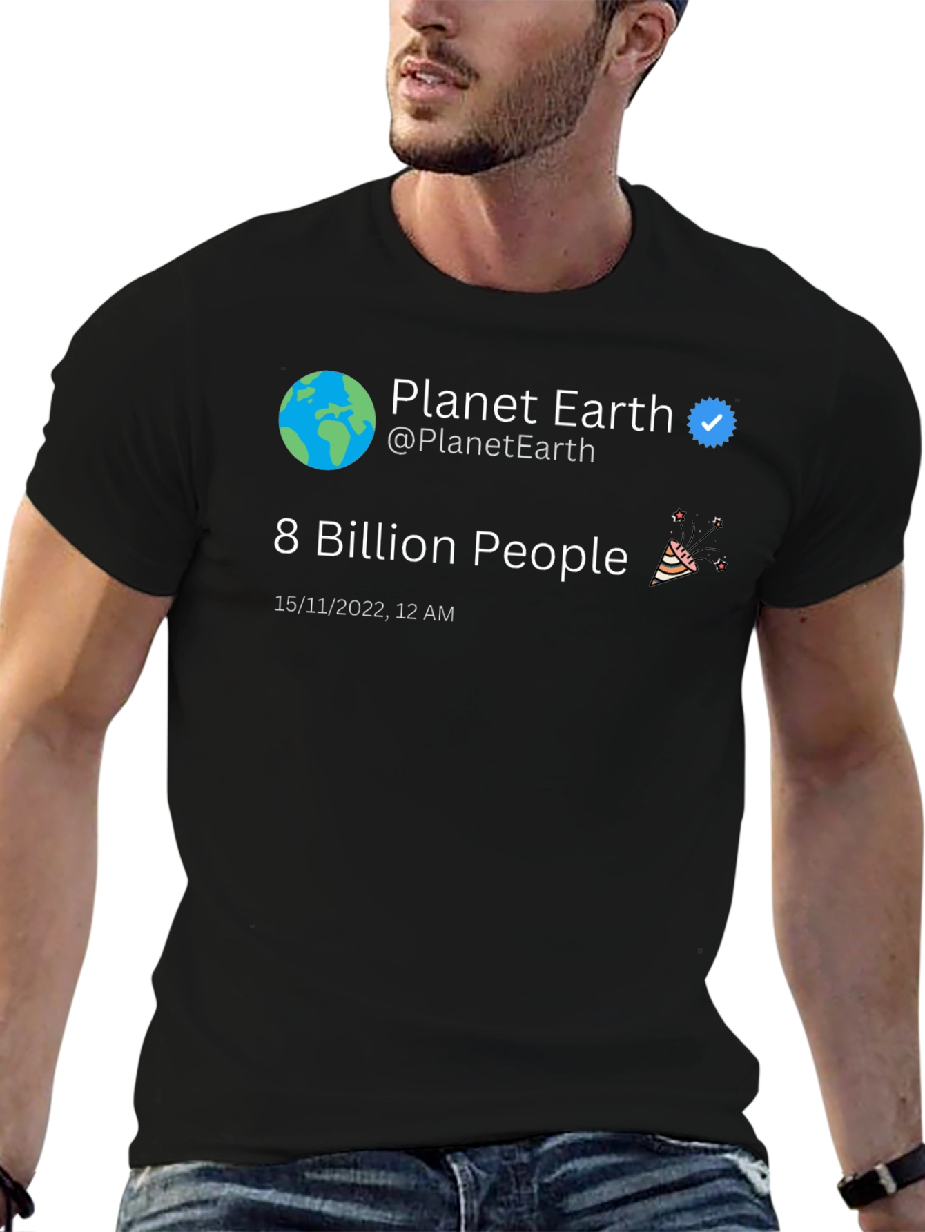 Planet Earth 8 Billion People Graphic T-Shirt