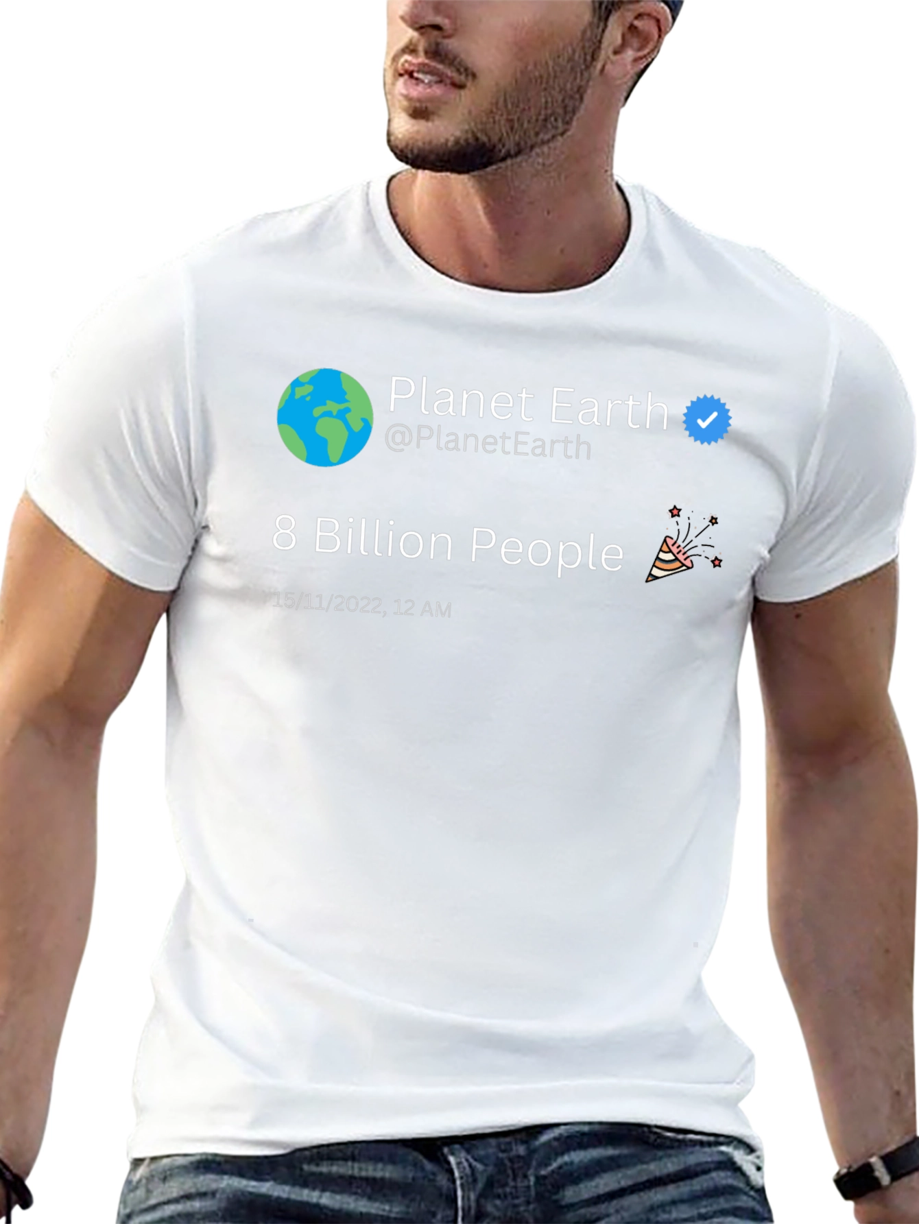 Planet Earth 8 Billion People Graphic T-Shirt