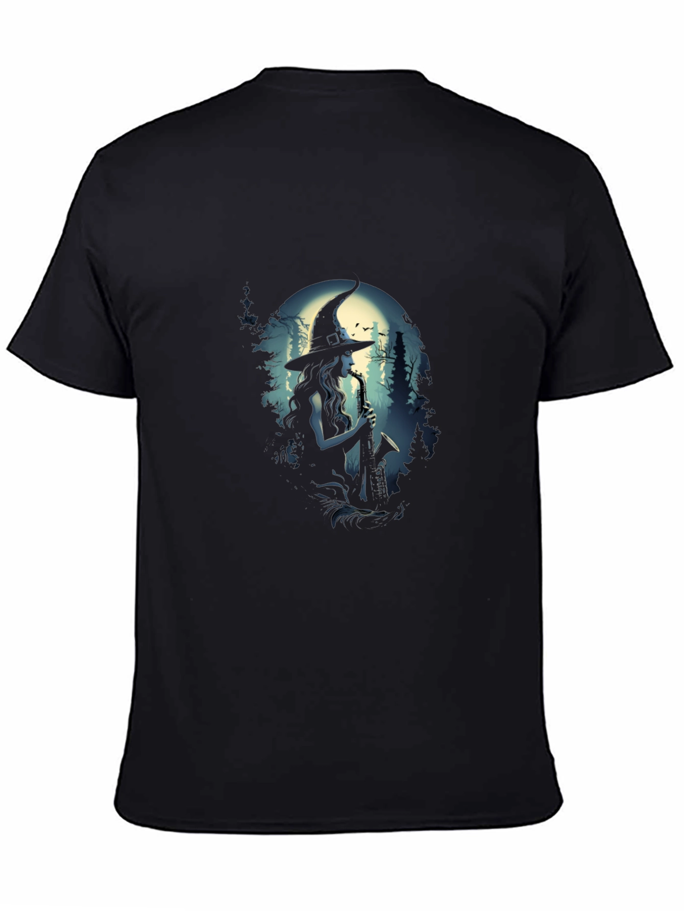 Saxophone Witch Graphic T-Shirt - Black