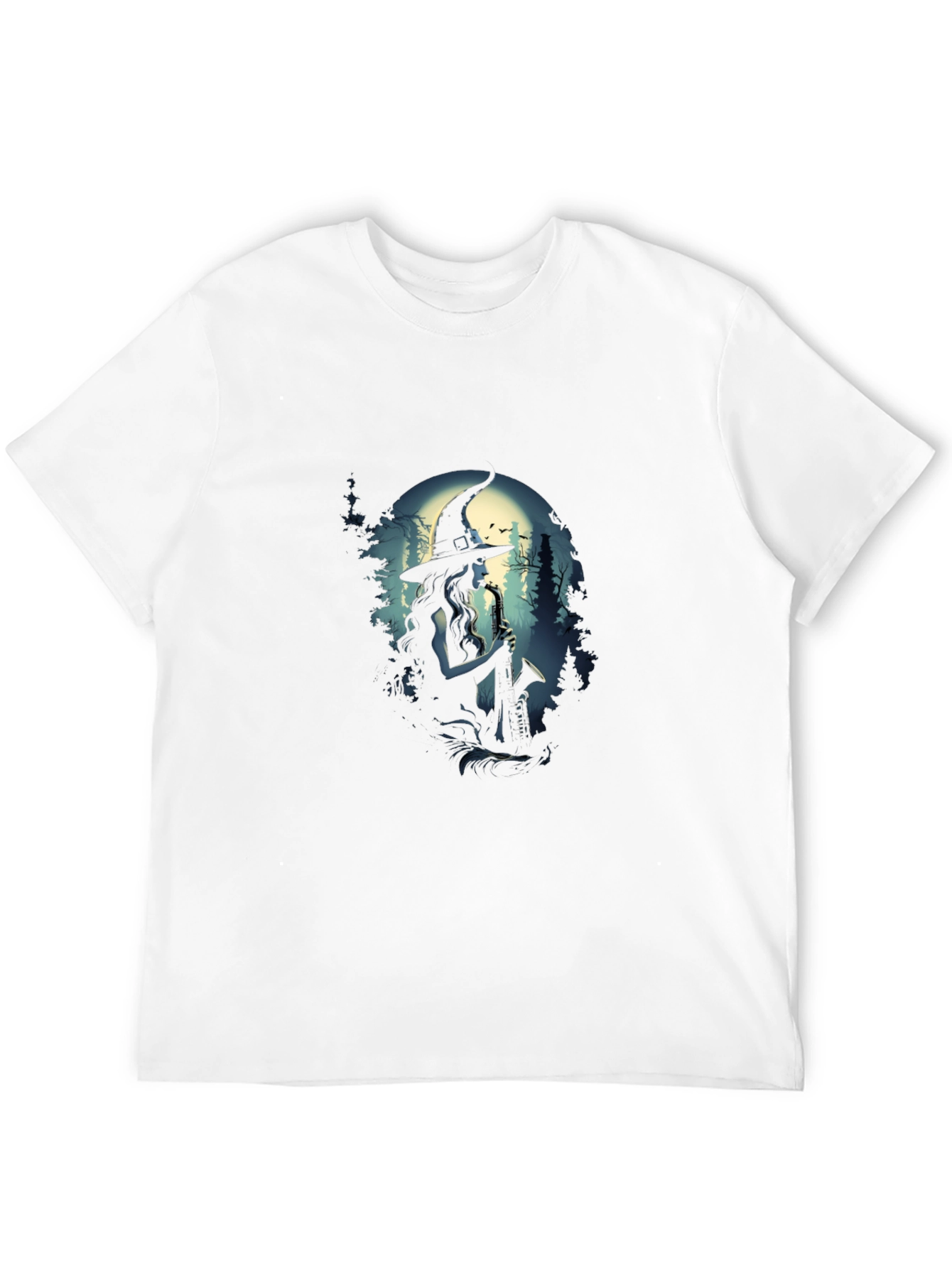 Saxophone Witch Graphic T-Shirt - Black