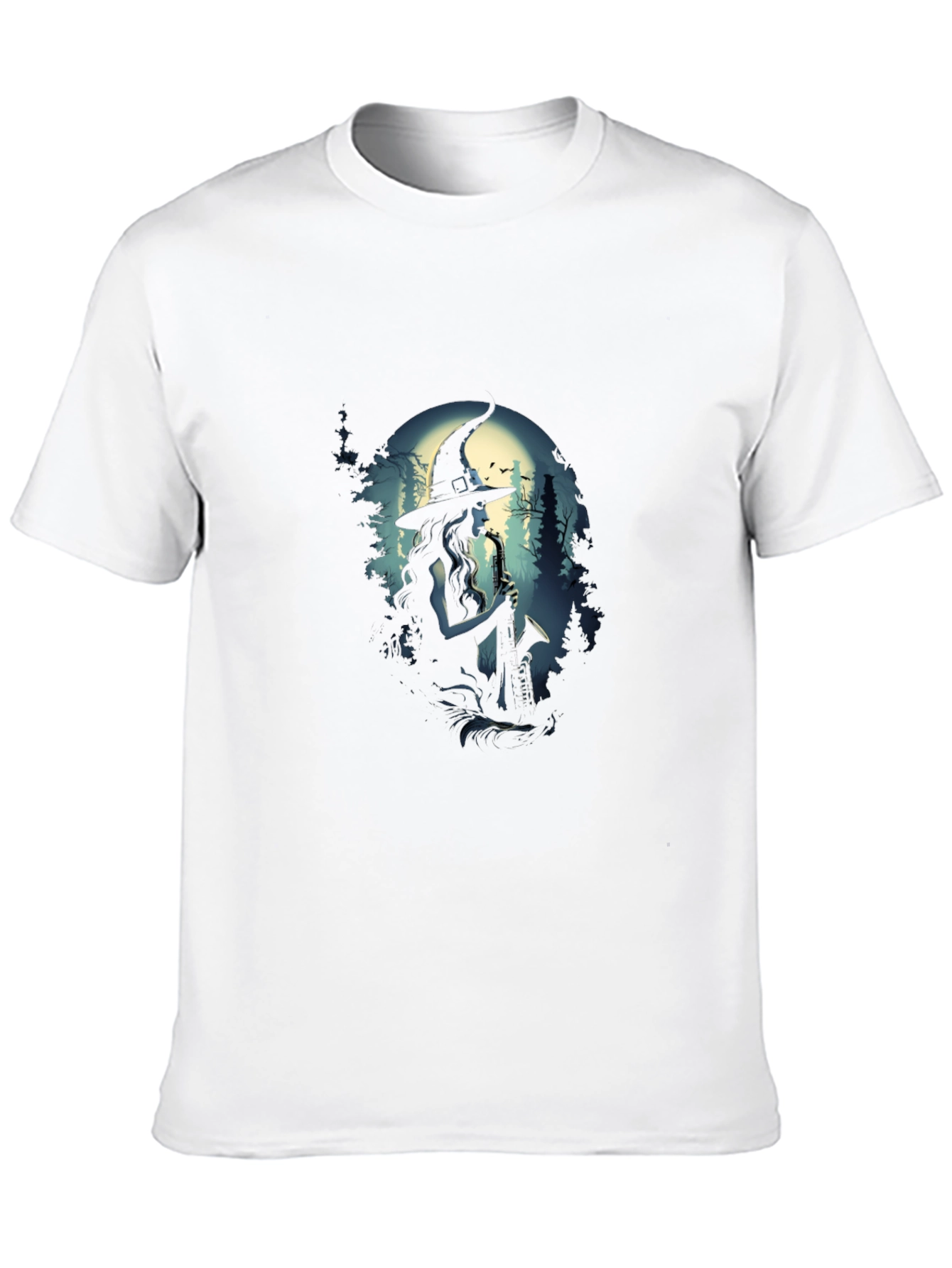 Saxophone Witch Graphic T-Shirt - Black