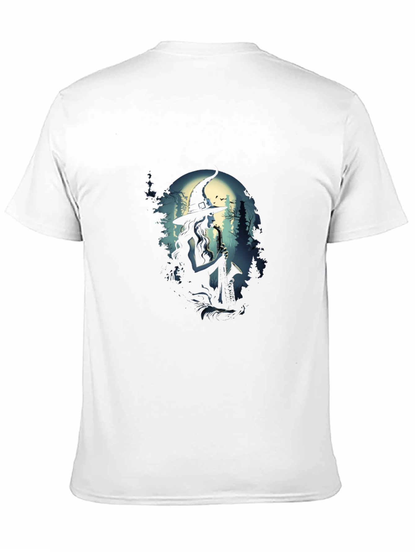 Saxophone Witch Graphic T-Shirt - Black