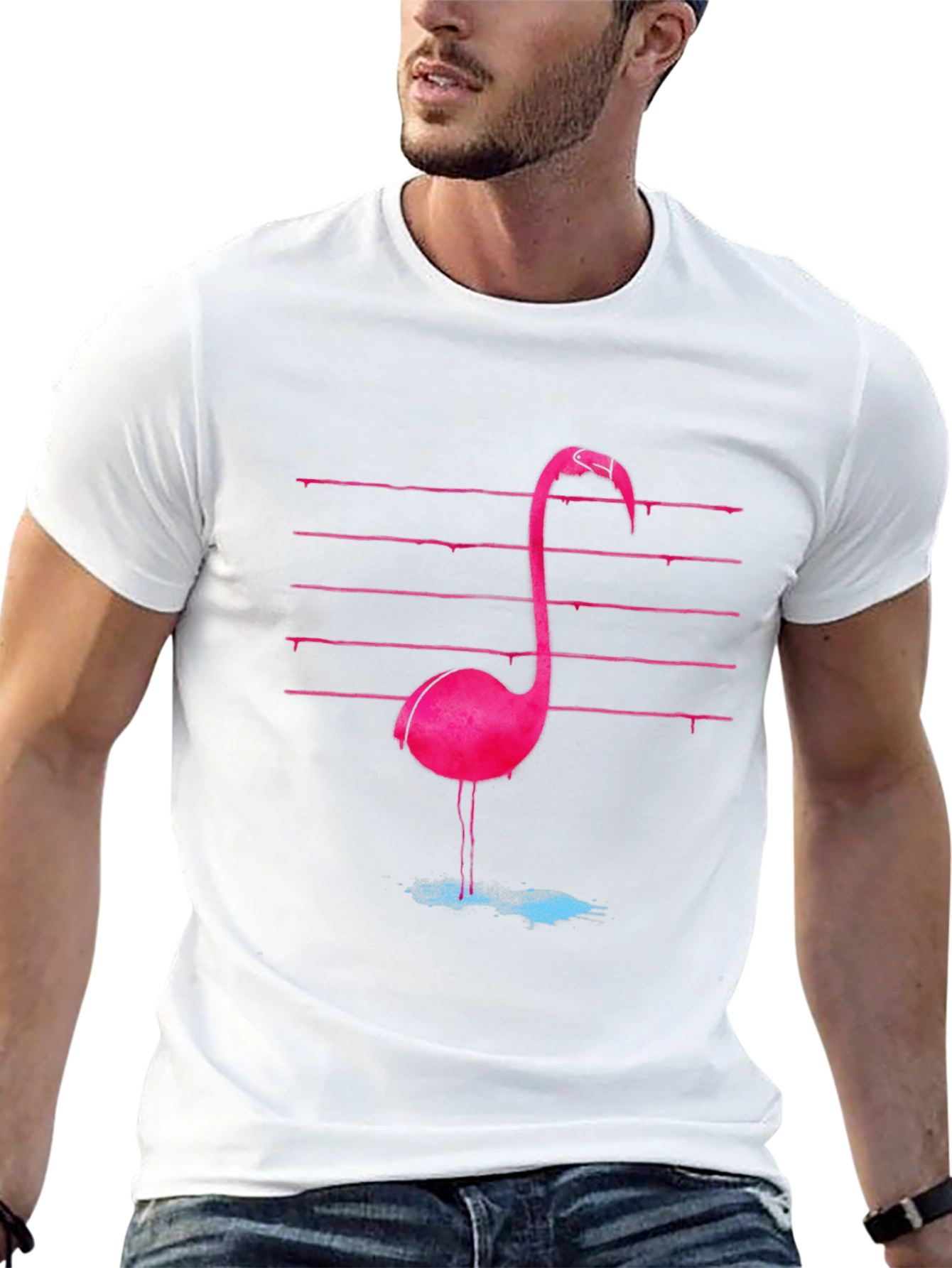 Retro Flamingo Graphic Tee - Black