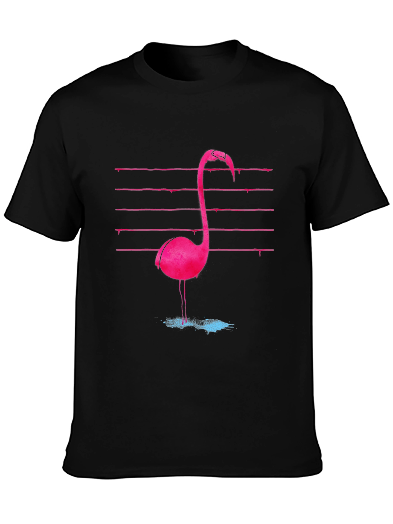 Retro Flamingo Graphic Tee - Black