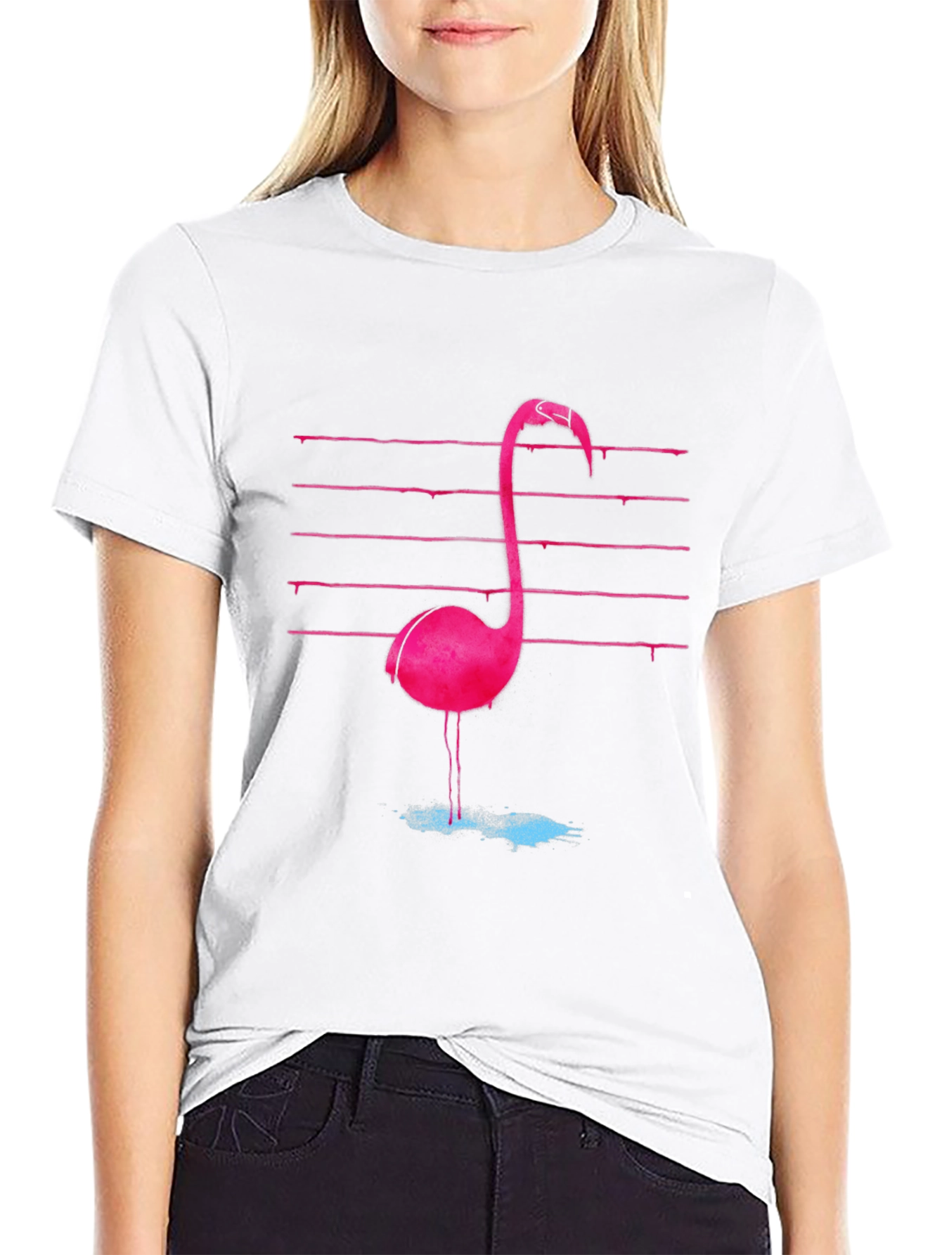 Retro Flamingo Graphic Tee - Black