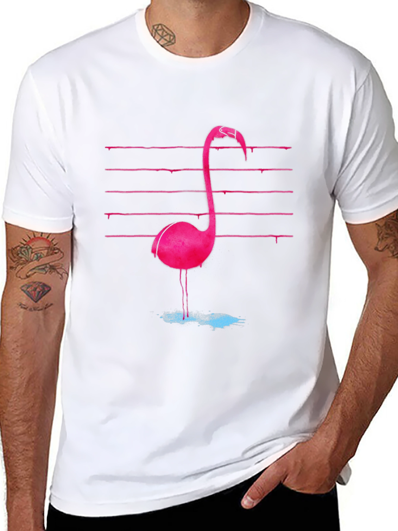 Retro Flamingo Graphic Tee - Black