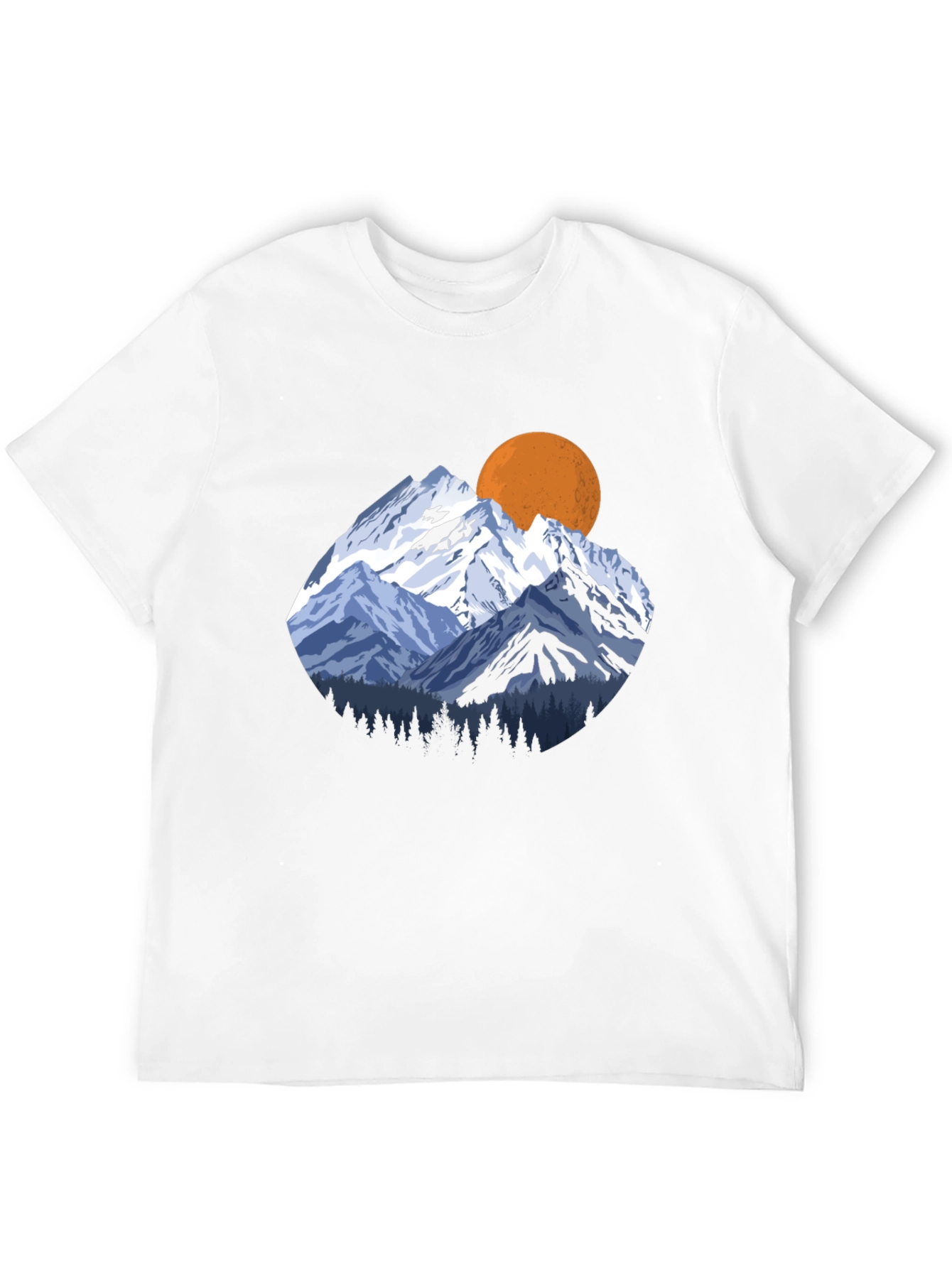 Mountain Sunset Graphic Tee - Black Crewneck