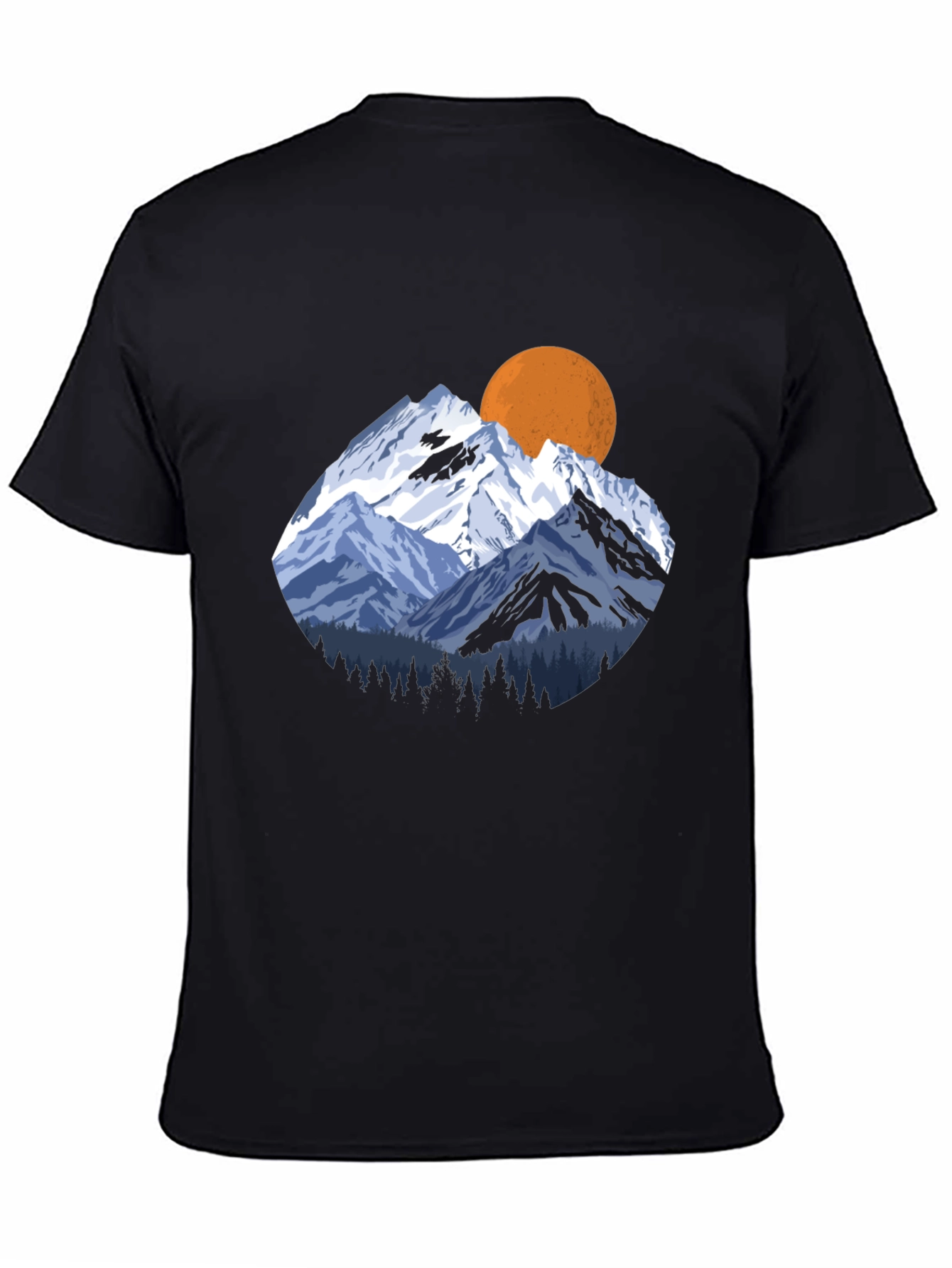 Mountain Sunset Graphic Tee - Black Crewneck