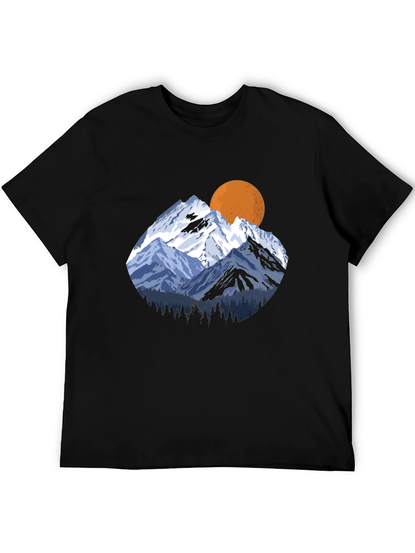 Mountain Sunset Graphic Tee - Black Crewneck