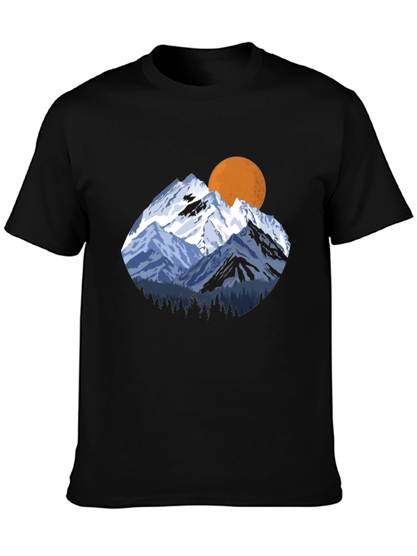 Mountain Sunset Graphic Tee - Black Crewneck