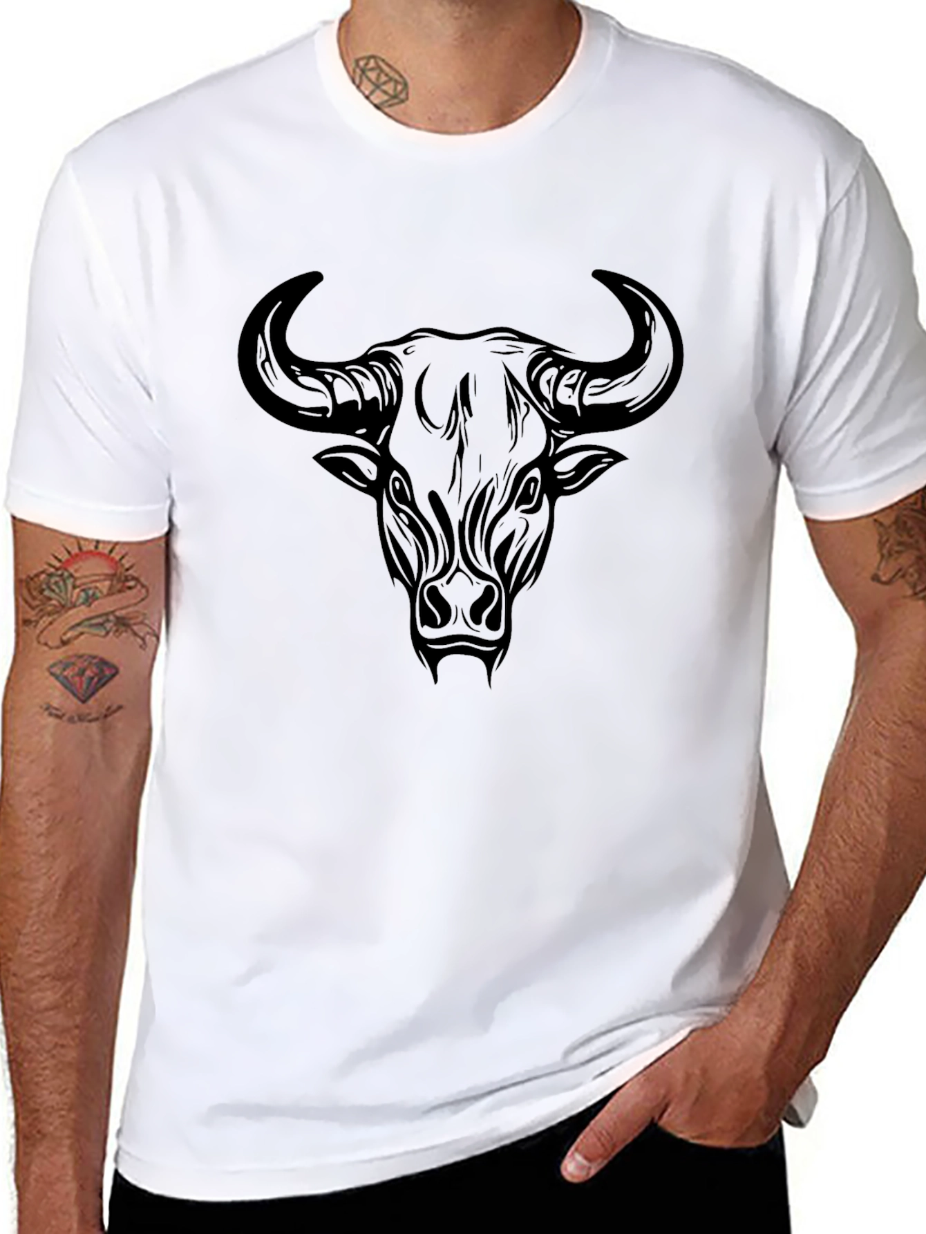 Black Bull Graphic Tee - Mens Crew Neck T-Shirt