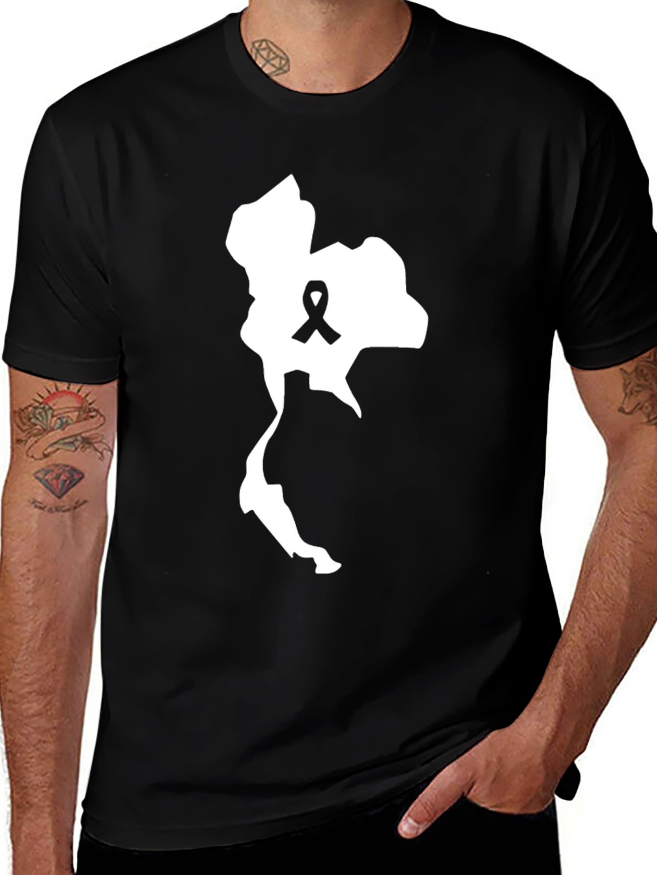 Thailand Map Ribbon Awareness T-Shirt