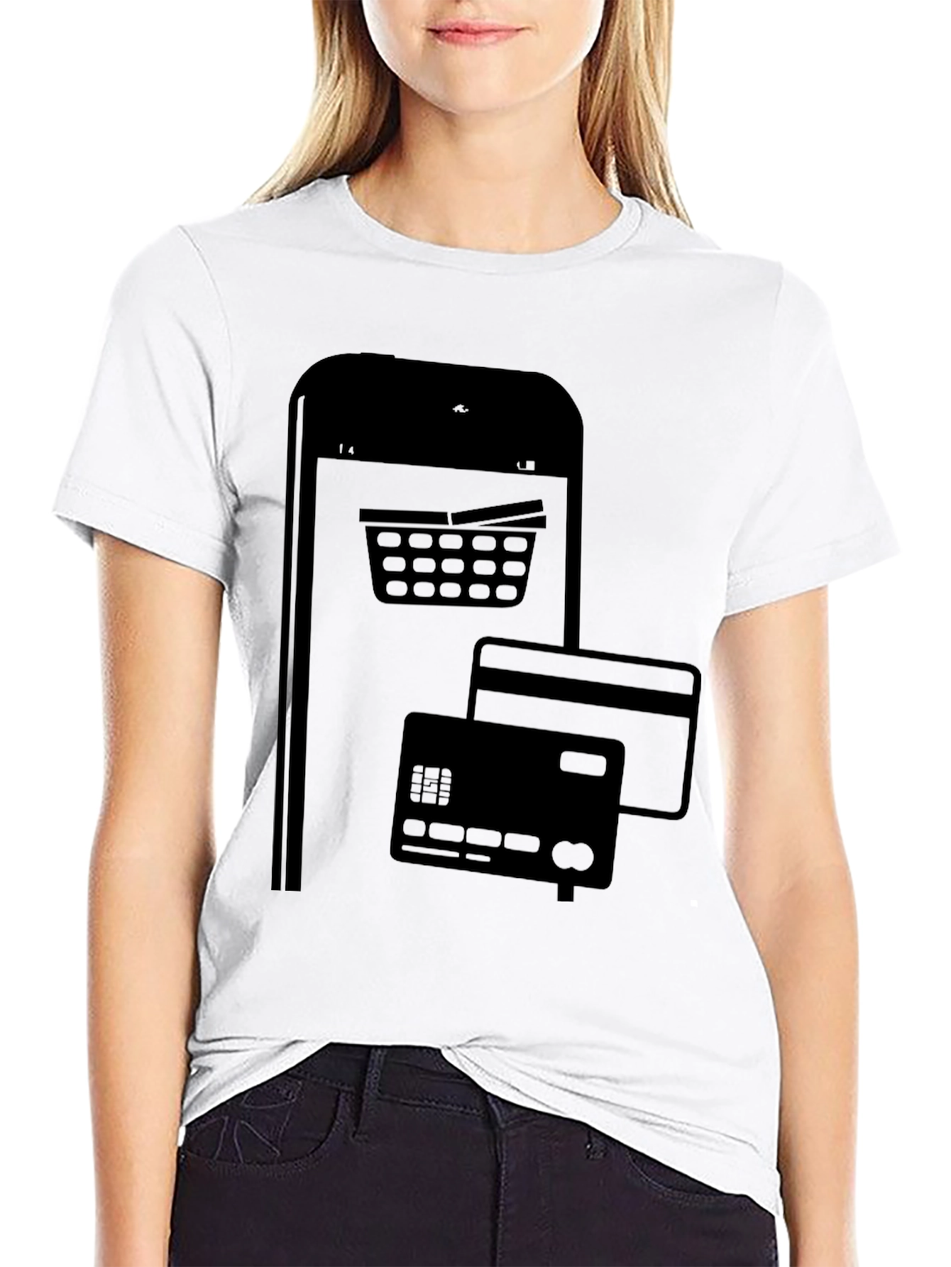Online Shopping Black Graphic Tee
