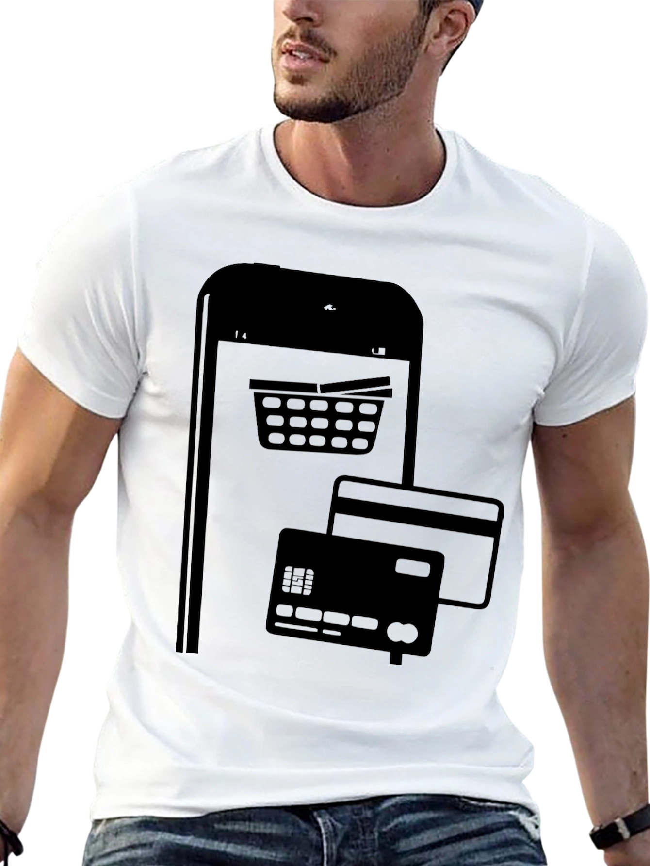Online Shopping Black Graphic Tee