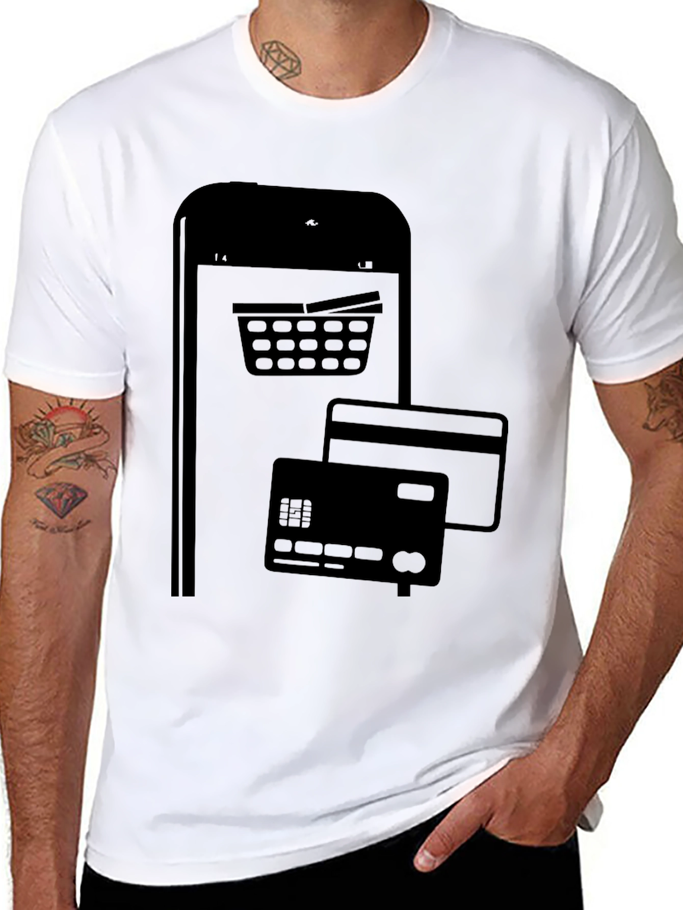 Online Shopping Black Graphic Tee