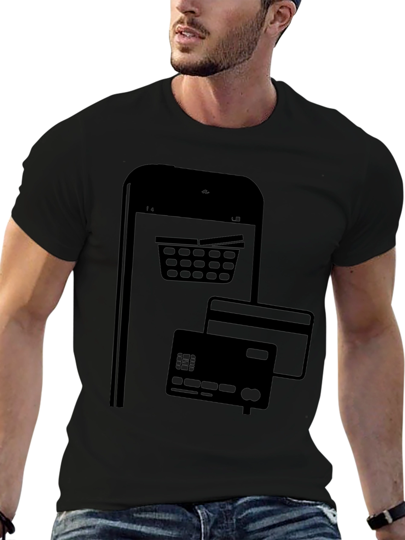 Online Shopping Black Graphic Tee