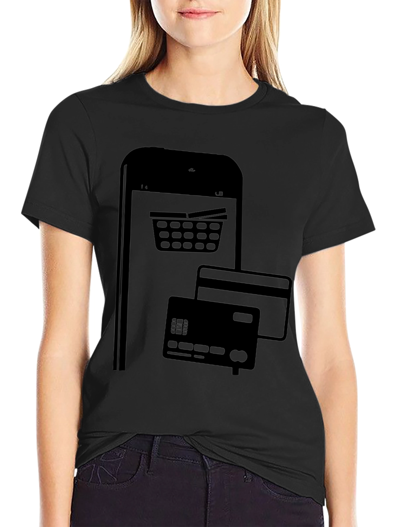 Online Shopping Black Graphic Tee