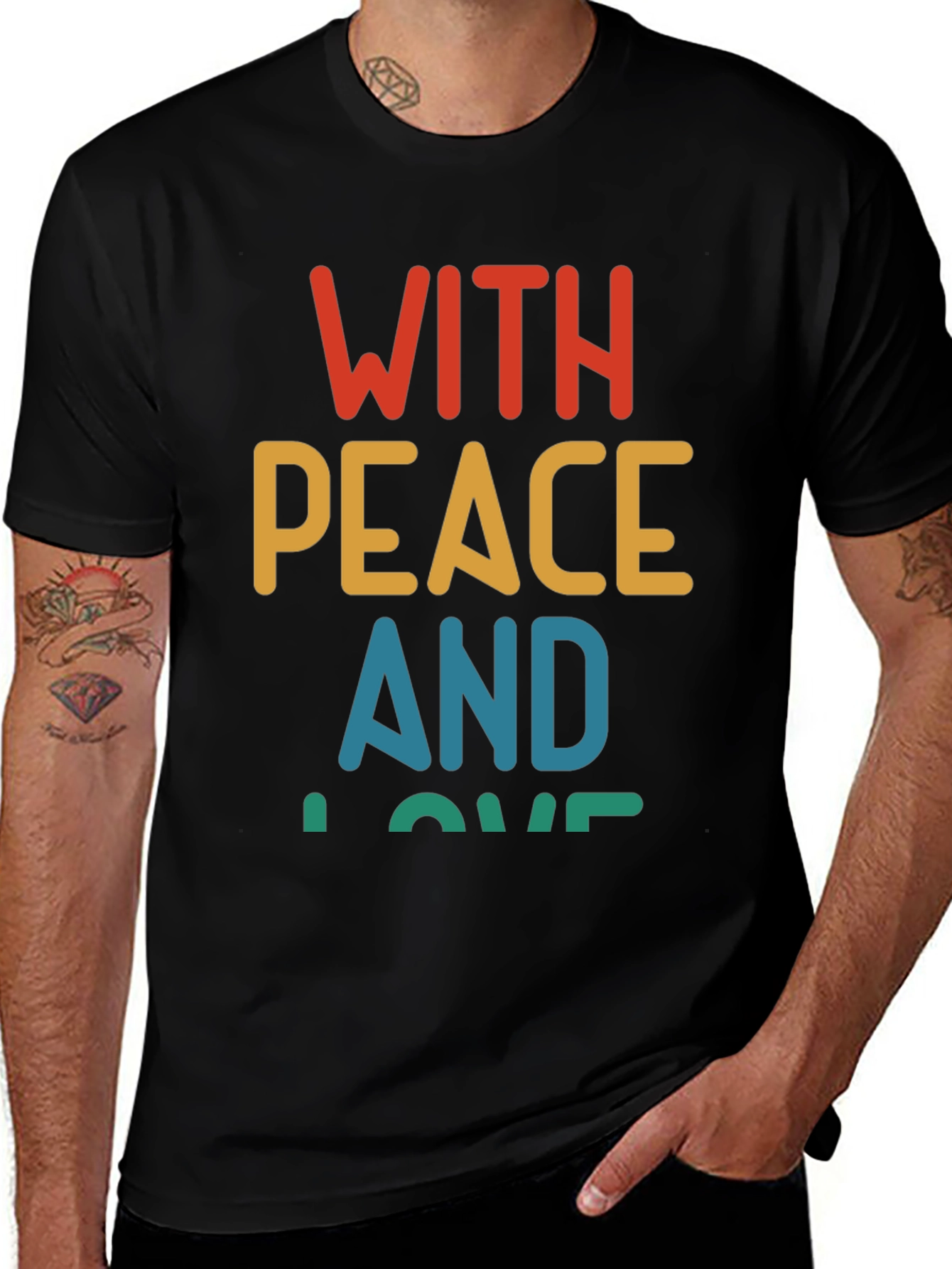 Peace and Love Graphic T-Shirt - Retro Style