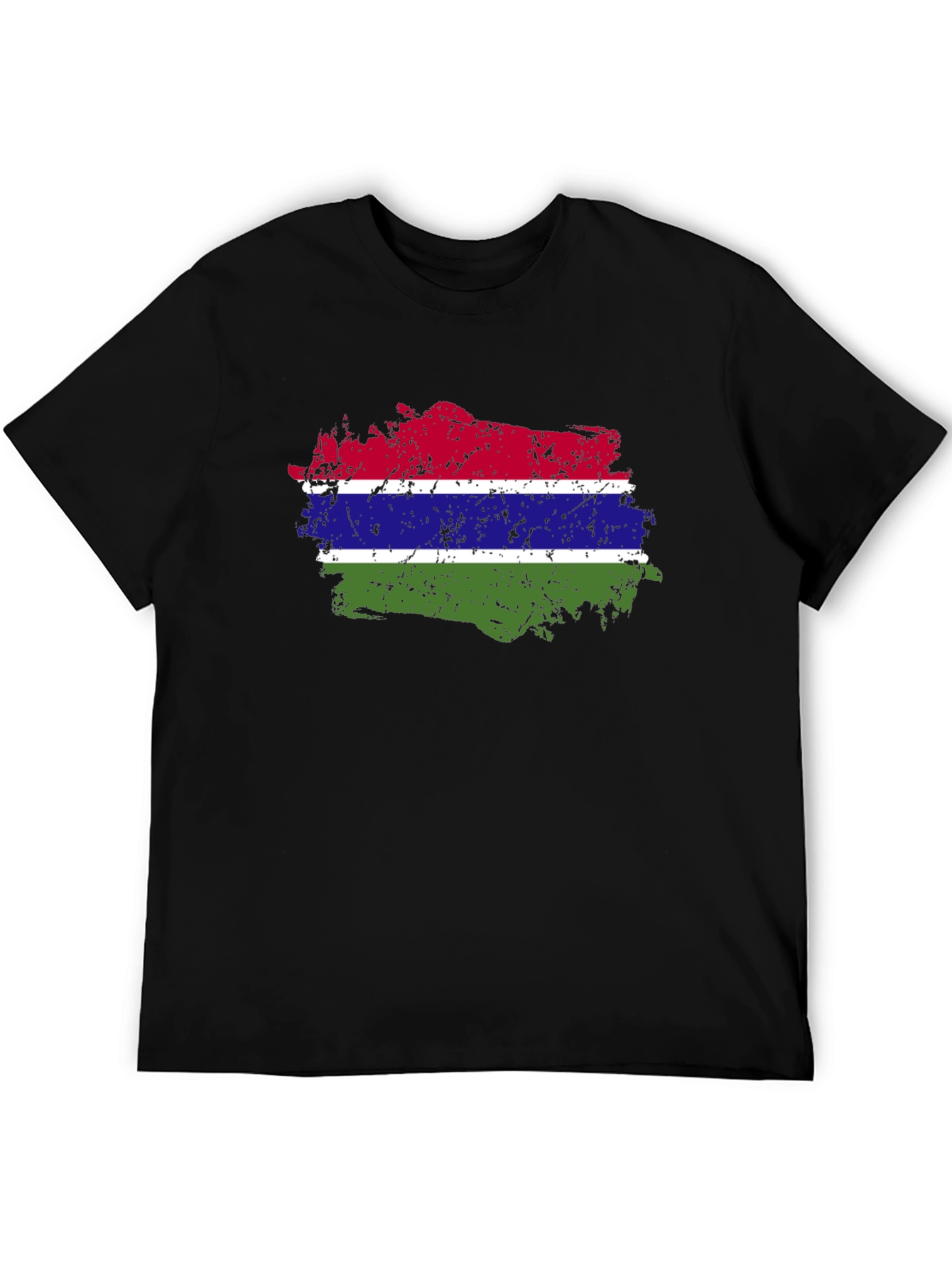 Gambia Flag Graphic T-Shirt - Black Cotton Tee