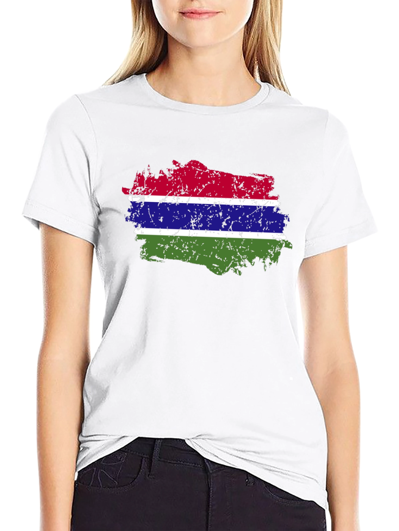 Gambia Flag Graphic T-Shirt - Black Cotton Tee