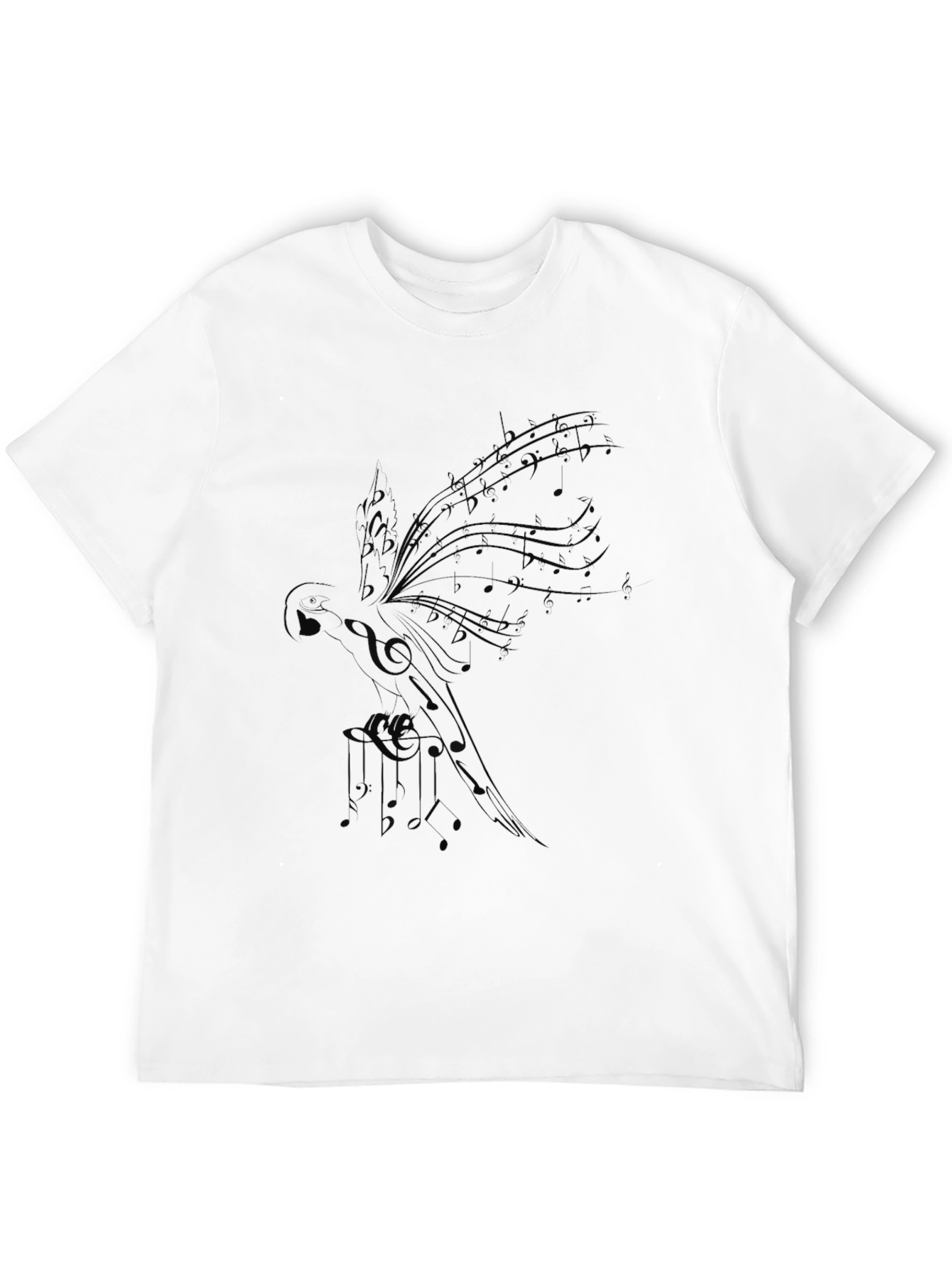 Musical Parrot Black T-Shirt - Unique Design