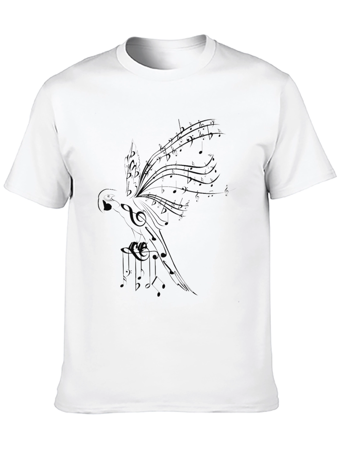 Musical Parrot Black T-Shirt - Unique Design