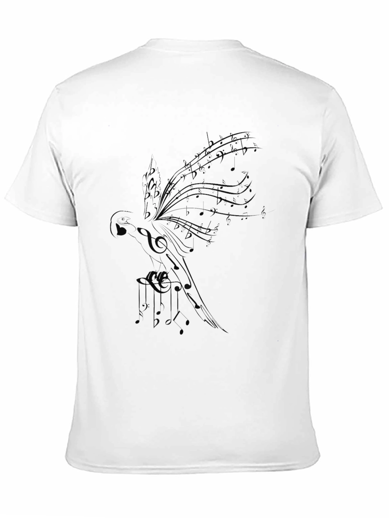 Musical Parrot Black T-Shirt - Unique Design