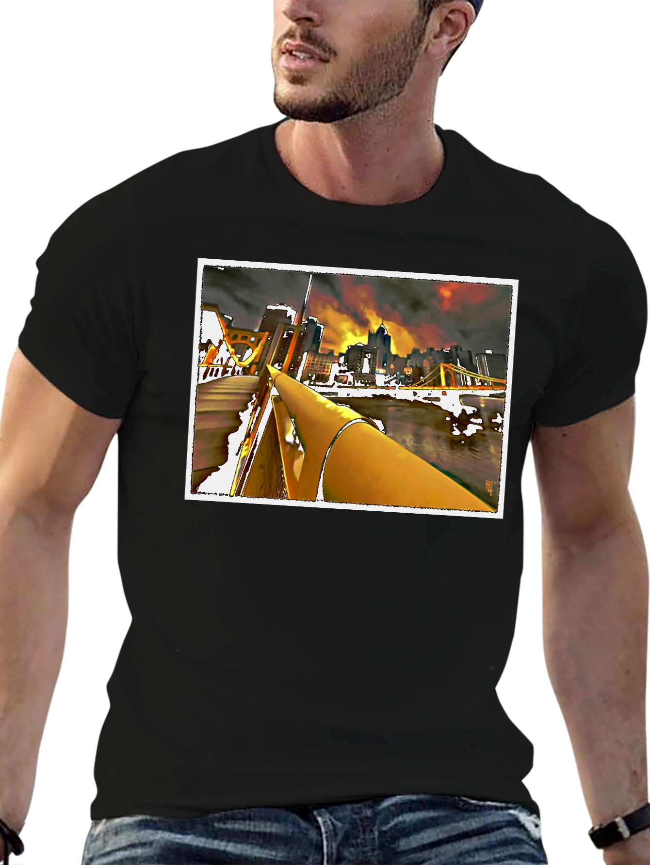 Pittsburgh Cityscape Graphic Tee - Black
