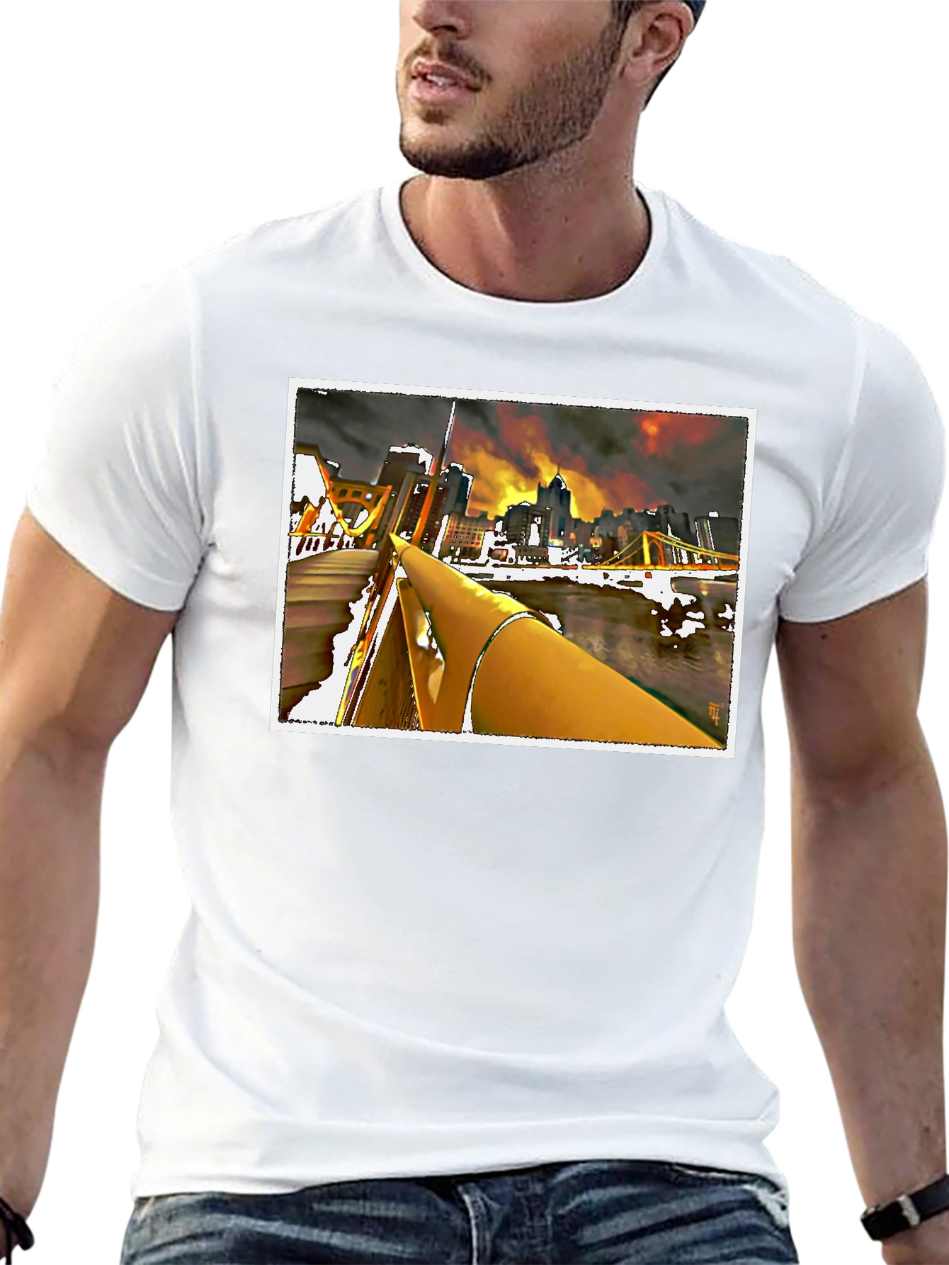 Pittsburgh Cityscape Graphic Tee - Black