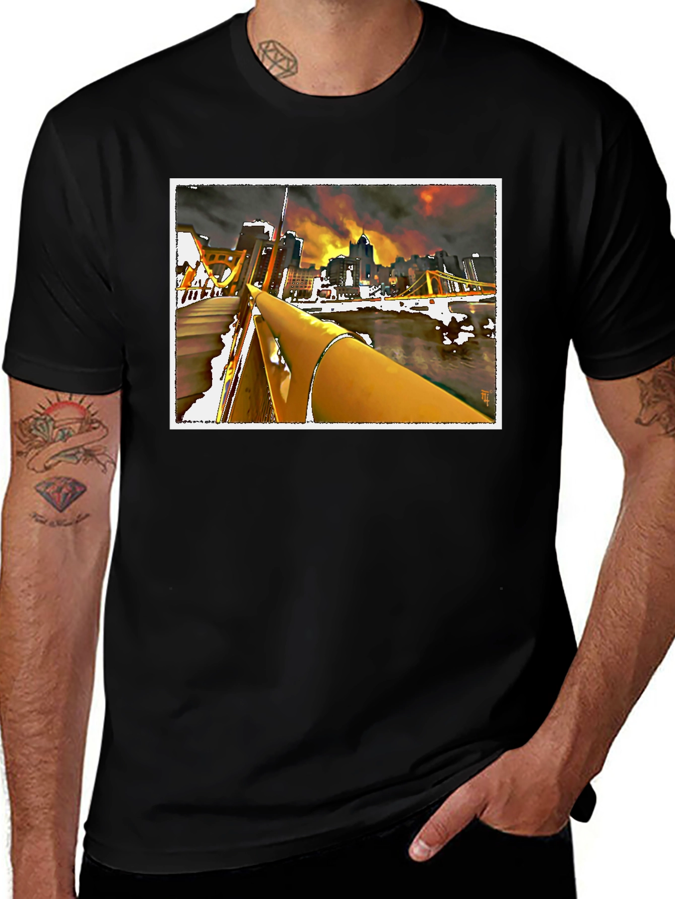 Pittsburgh Cityscape Graphic Tee - Black