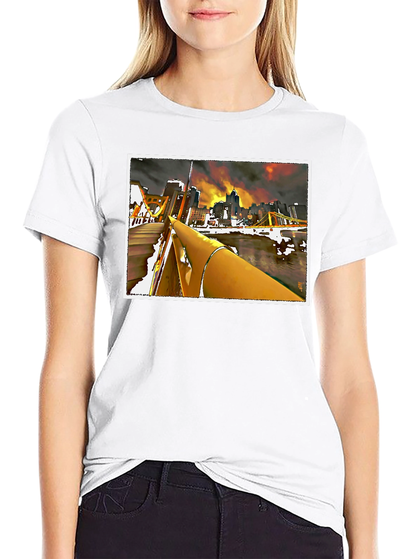 Pittsburgh Cityscape Graphic Tee - Black