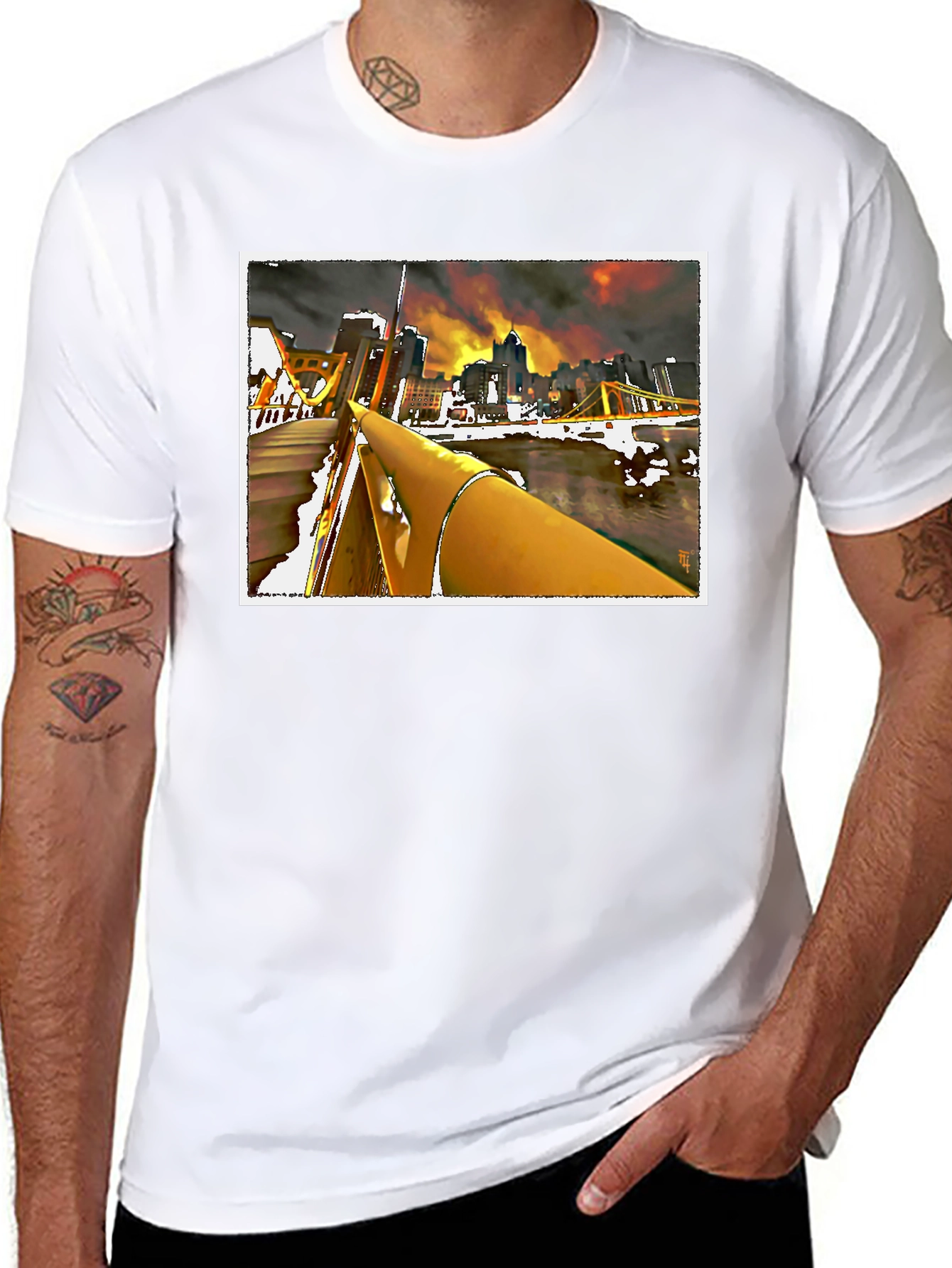 Pittsburgh Cityscape Graphic Tee - Black